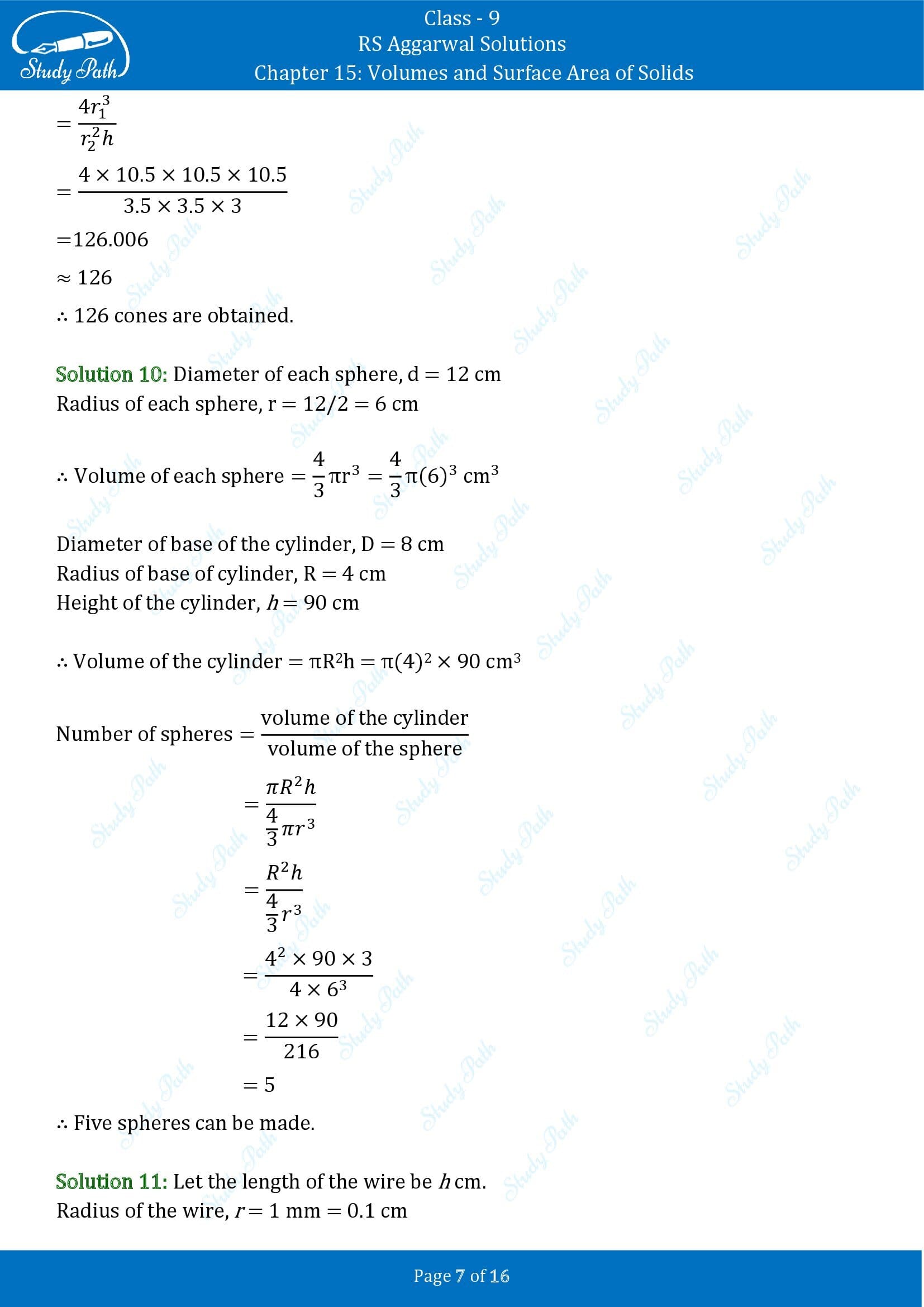 RS Aggarwal Solutions Class 9 Chapter 15 Volumes and Surface Area of Solids Exercise 15D 00007