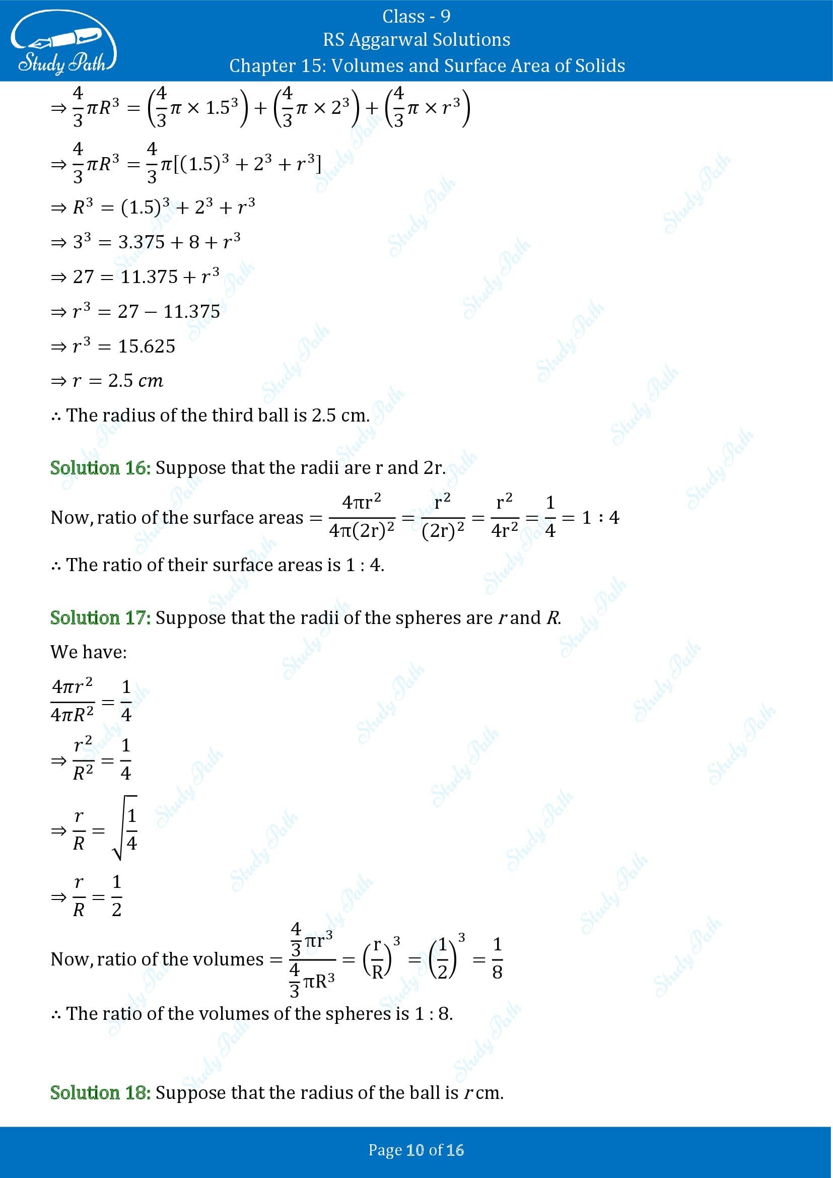 RS Aggarwal Solutions Class 9 Chapter 15 Volumes and Surface Area of Solids Exercise 15D 00010