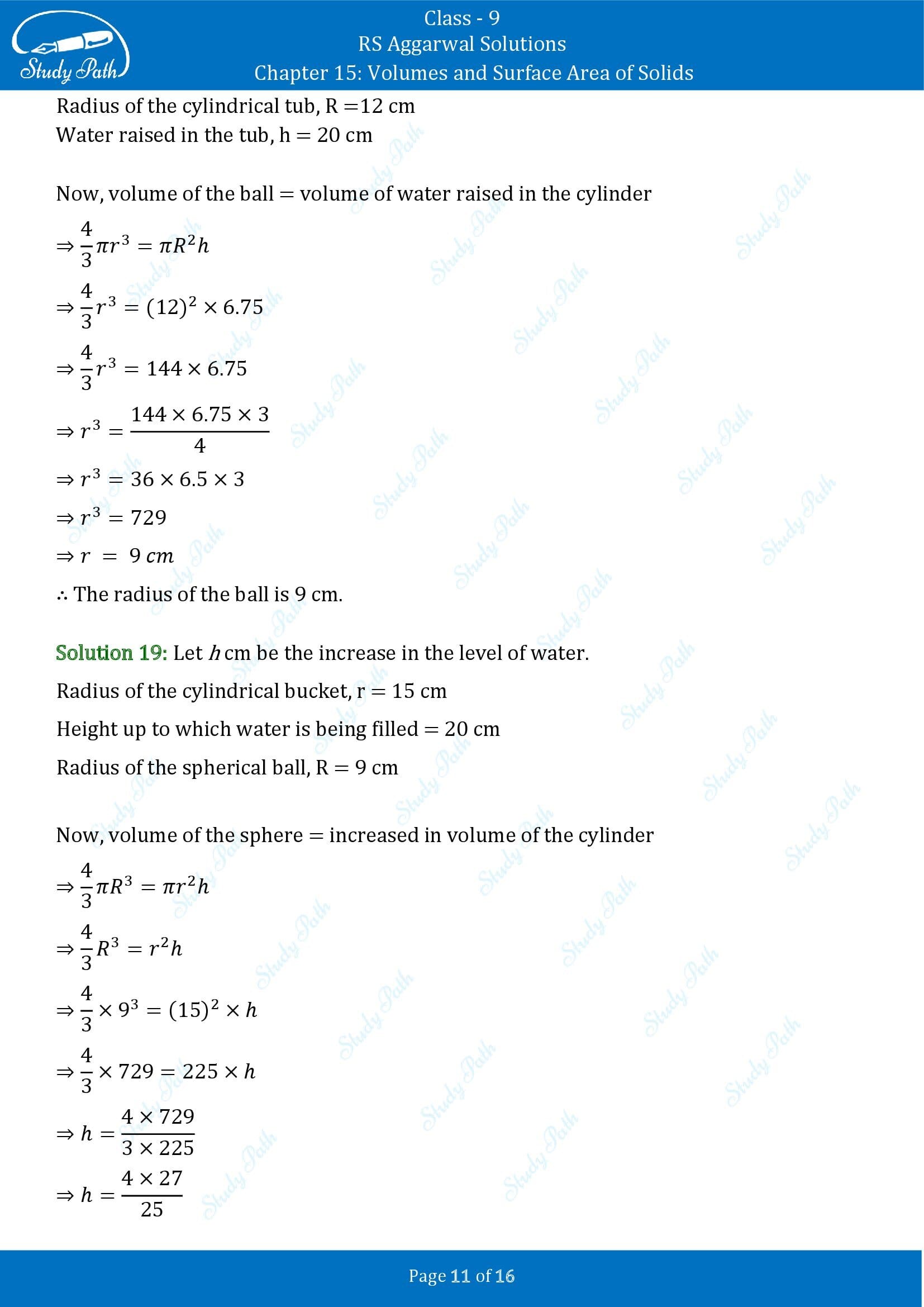 RS Aggarwal Solutions Class 9 Chapter 15 Volumes and Surface Area of Solids Exercise 15D 00011