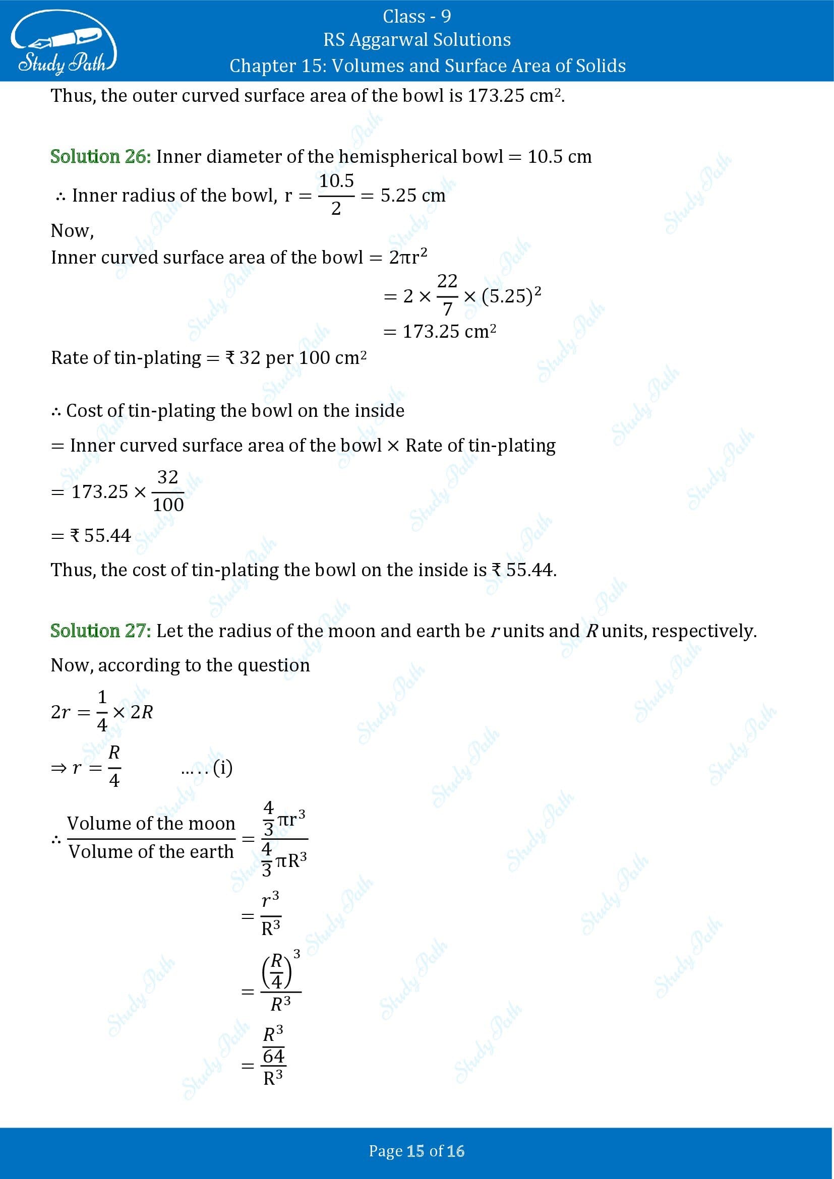 RS Aggarwal Solutions Class 9 Chapter 15 Volumes and Surface Area of Solids Exercise 15D 00015