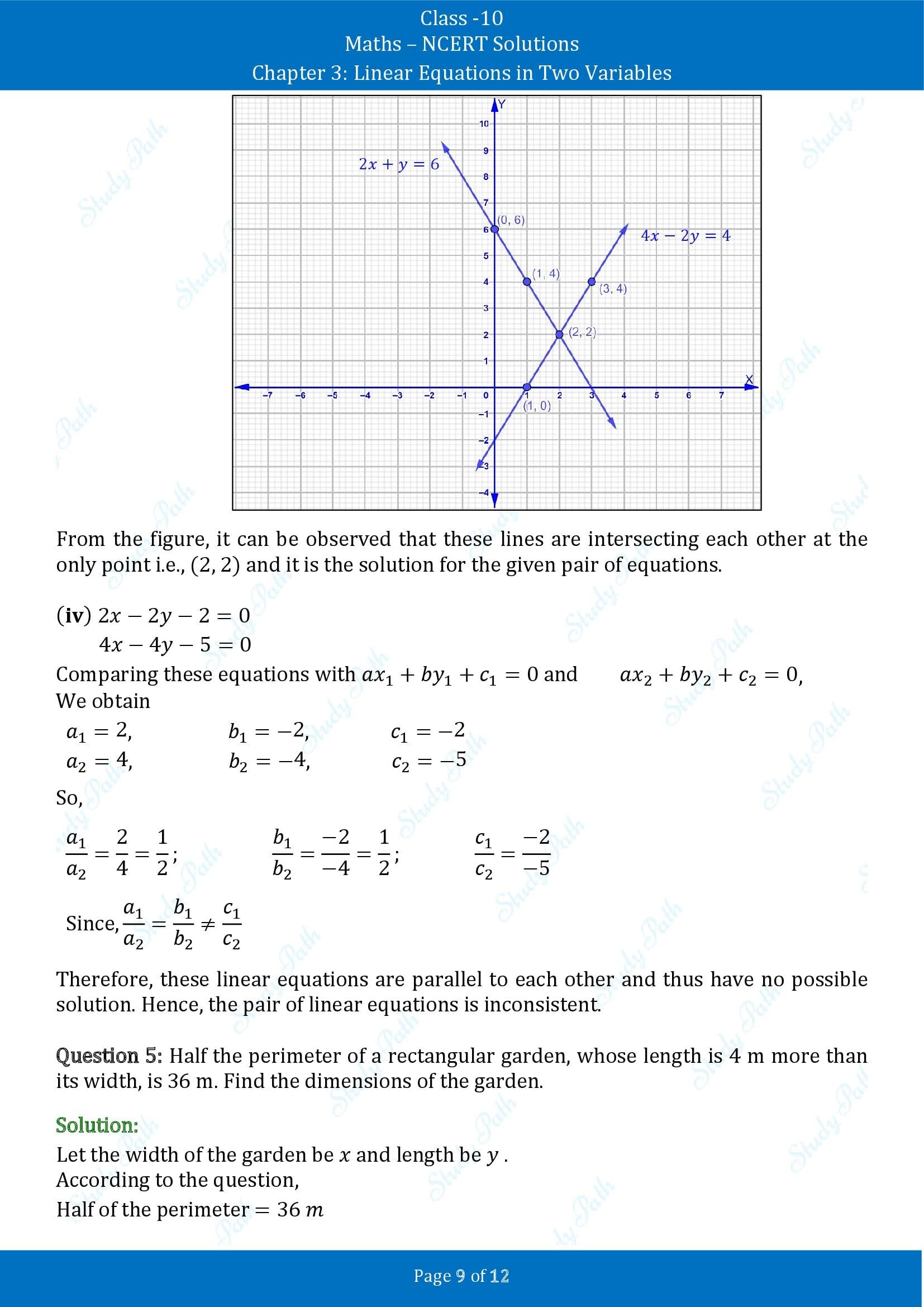 NCERT Solutions for Class 10 Maths Chapter 3 Linear Equations in Two Variables Exercise 3.2 00009