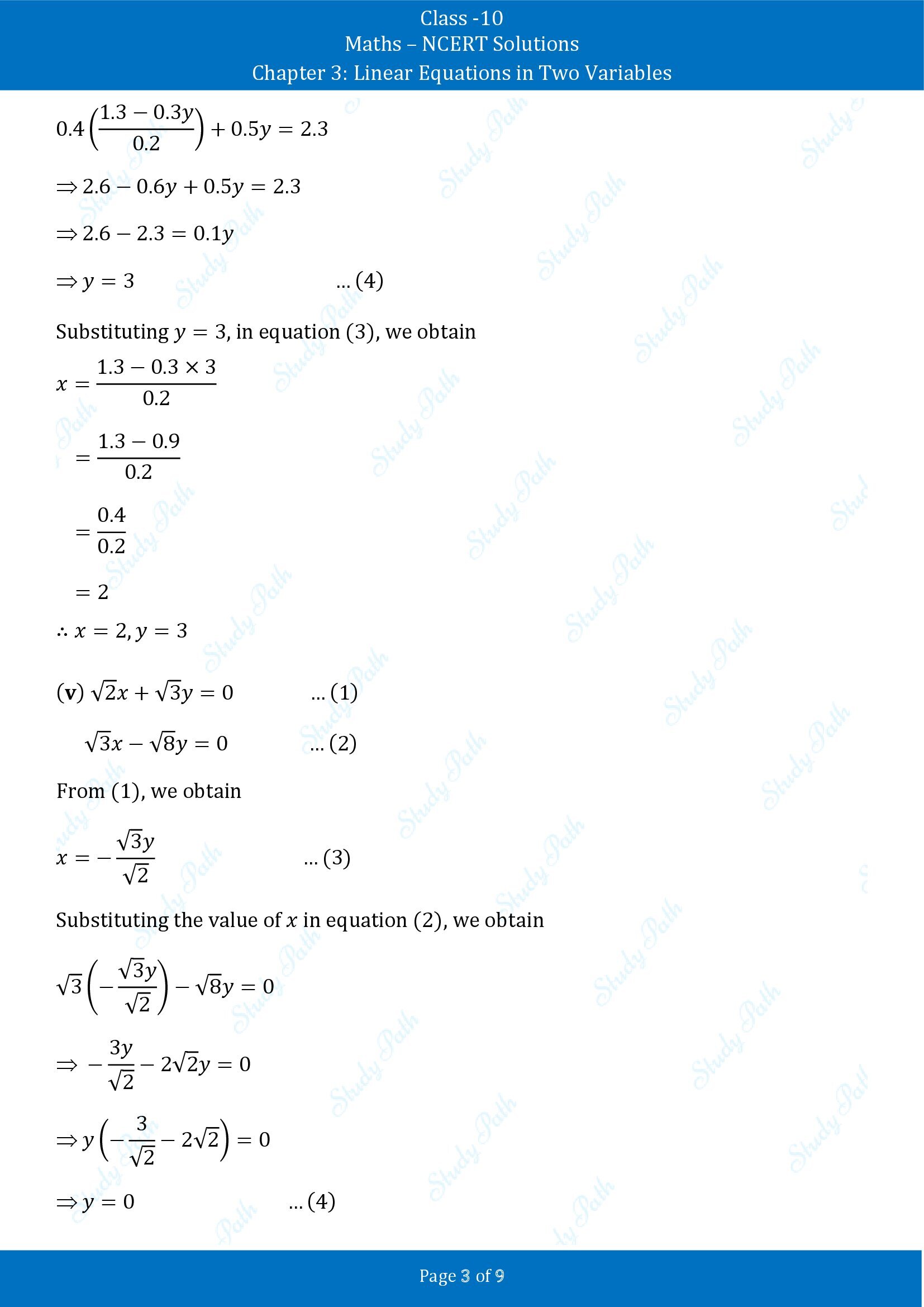 NCERT Solutions for Class 10 Maths Chapter 3 Linear Equations in Two Variables Exercise 3.3 00003