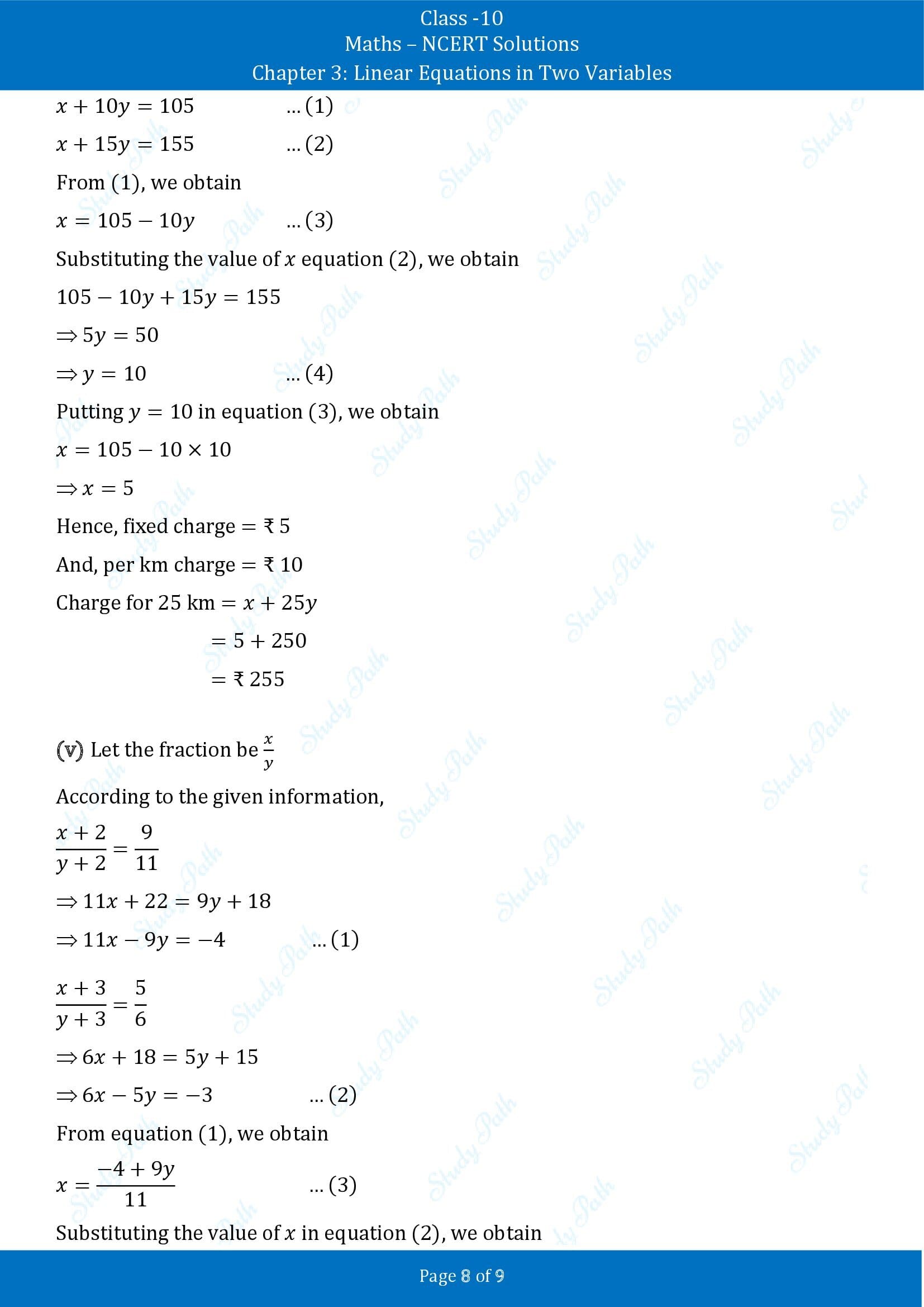 NCERT Solutions for Class 10 Maths Chapter 3 Linear Equations in Two Variables Exercise 3.3 00008