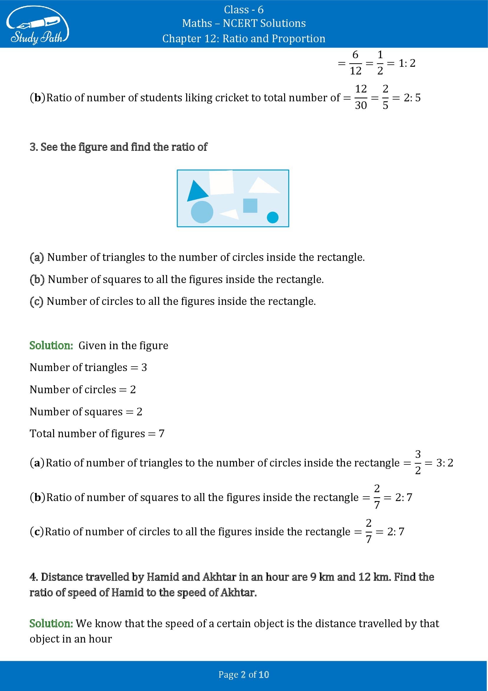 NCERT Solutions for Class 6 Maths Chapter 12 Ratio and Proportion Exercise 12.1 00002