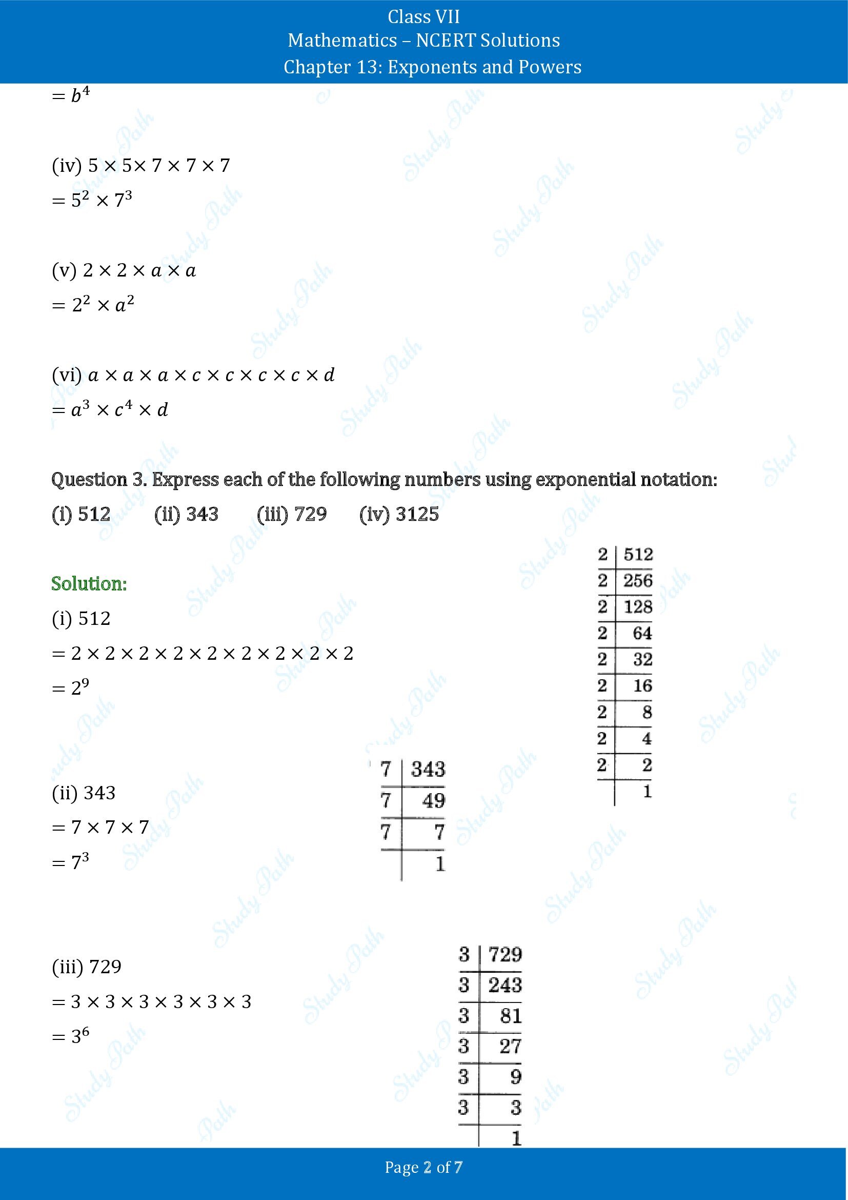 NCERT Solutions for Class 7 Maths Chapter 13 Exponents and Powers Exercise 13.1 00002