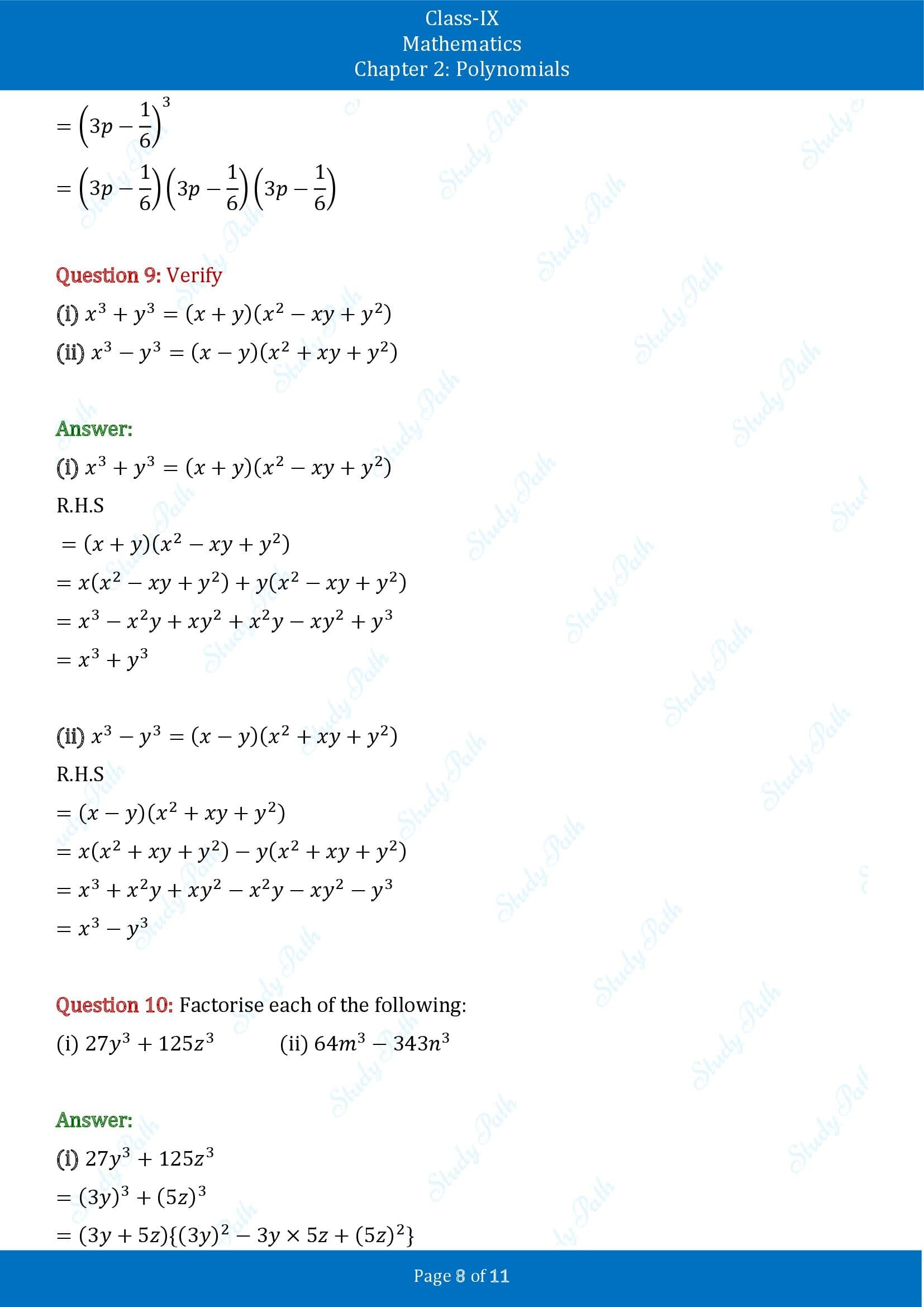 NCERT Solutions for Class 9 Maths Chapter 2 Polynomials Exercise 2.5 00008