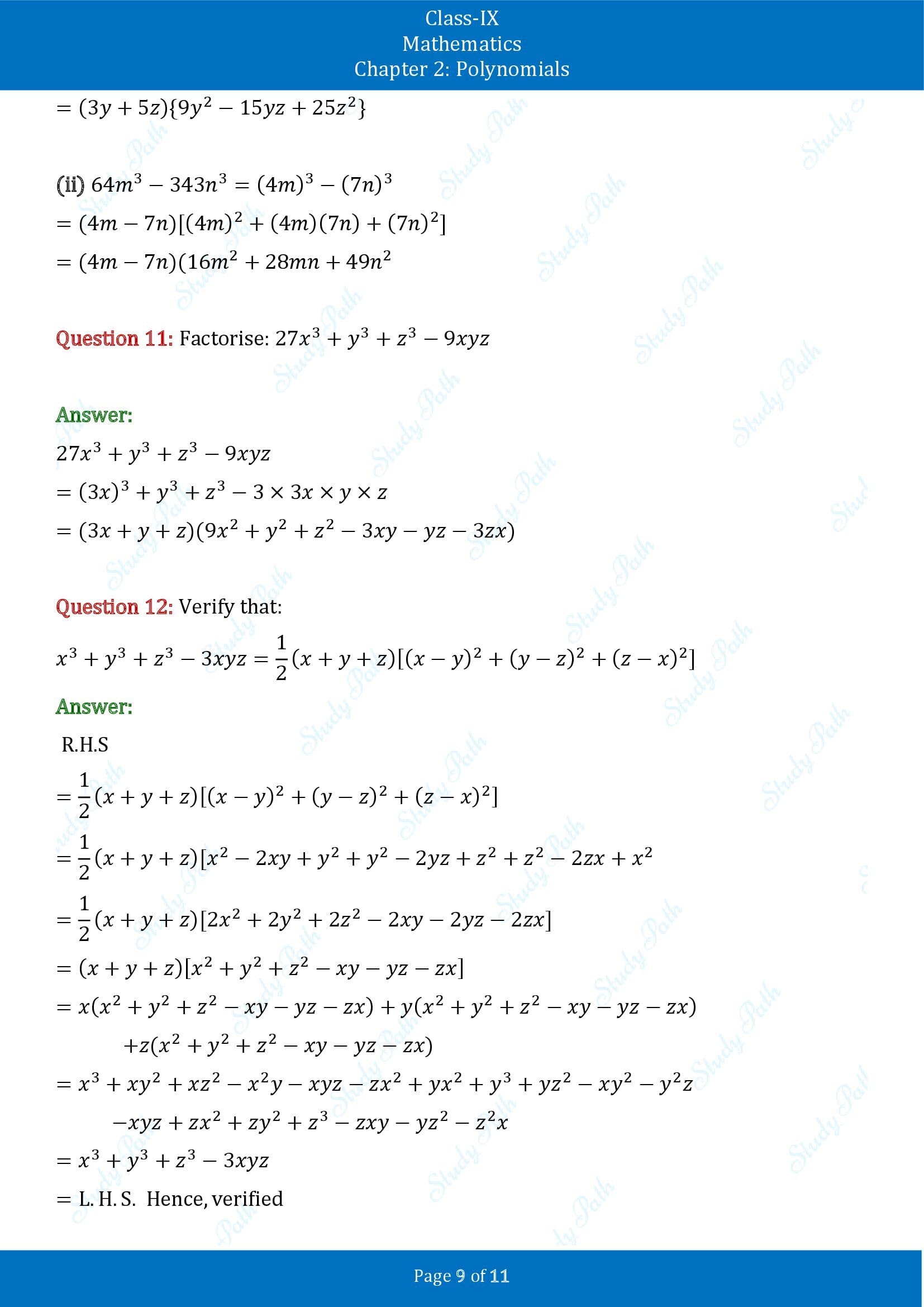 NCERT Solutions for Class 9 Maths Chapter 2 Polynomials Exercise 2.5 00009