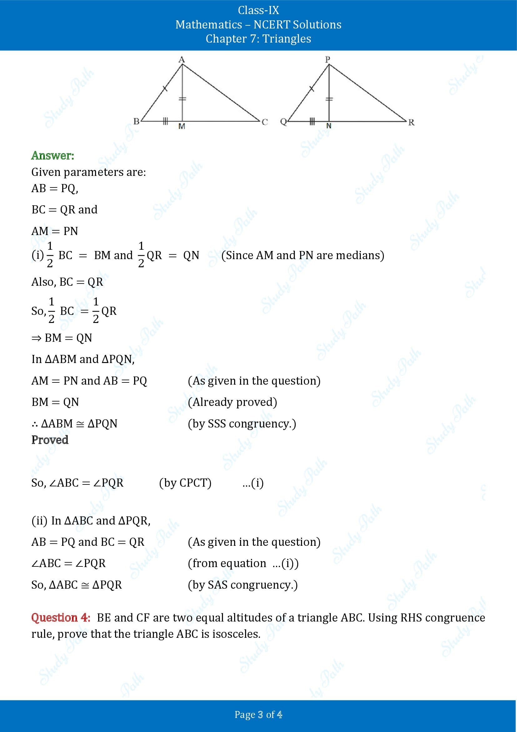 NCERT Solutions for Class 9 Maths Chapter 7 Triangles Exercise 7.3 00003