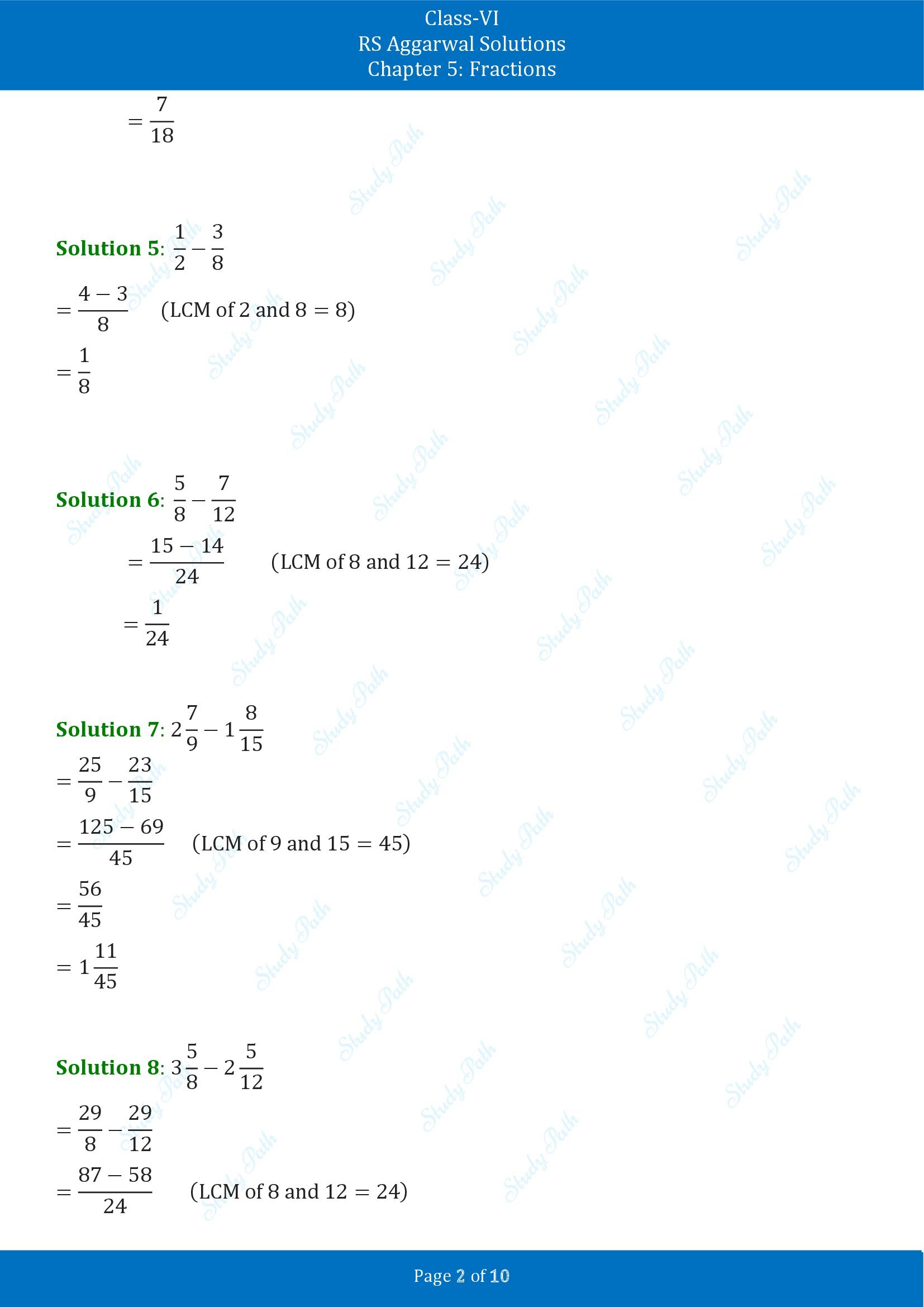 RS Aggarwal Solutions Class 6 Chapter 5 Fractions Exercise 5F 00002