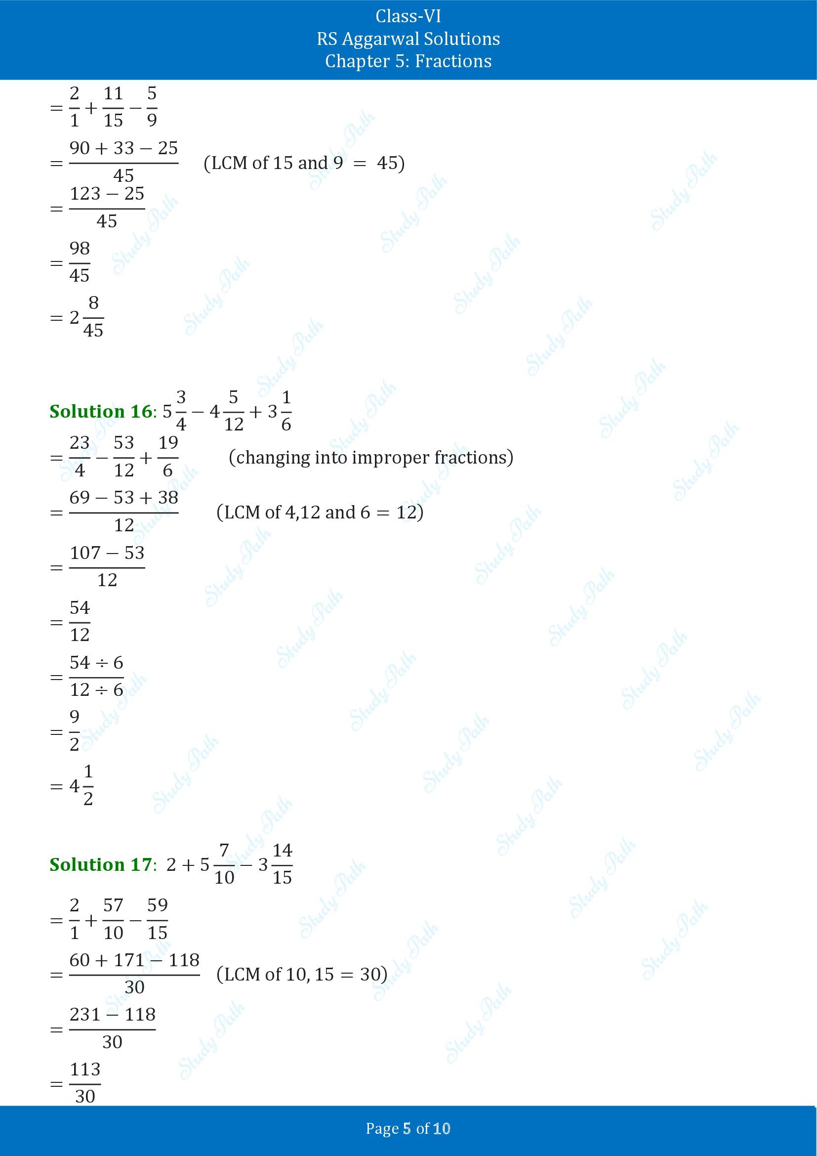 RS Aggarwal Solutions Class 6 Chapter 5 Fractions Exercise 5F 00005