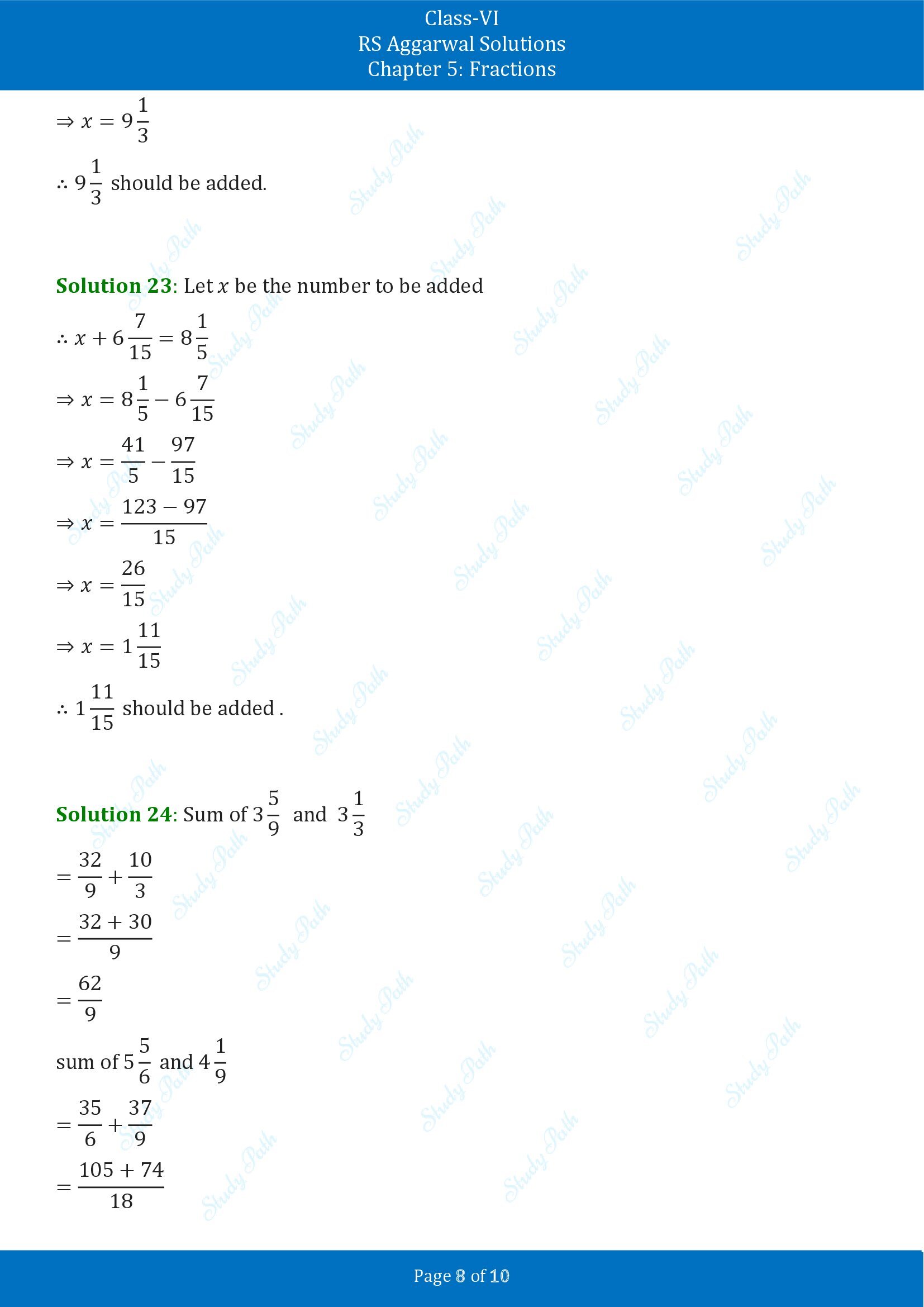 RS Aggarwal Solutions Class 6 Chapter 5 Fractions Exercise 5F 00008