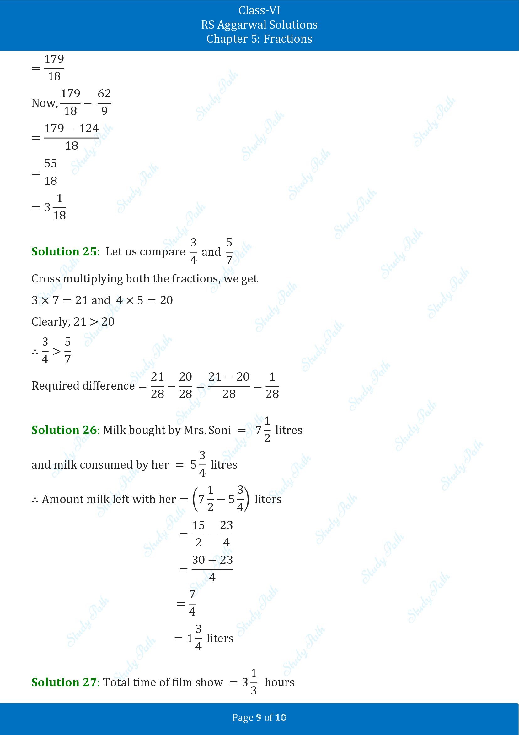 RS Aggarwal Solutions Class 6 Chapter 5 Fractions Exercise 5F 00009