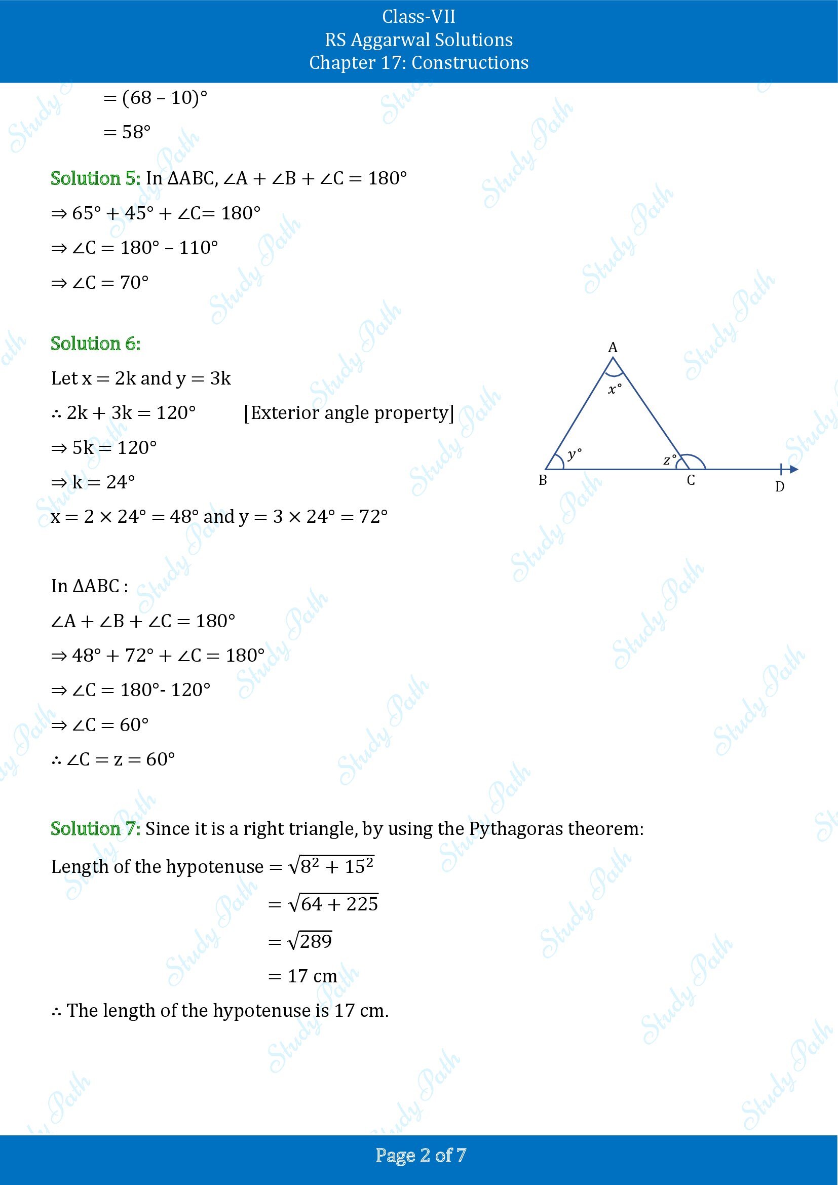 RS Aggarwal Solutions Class 7 Chapter 17 Constructions Test Paper 00002