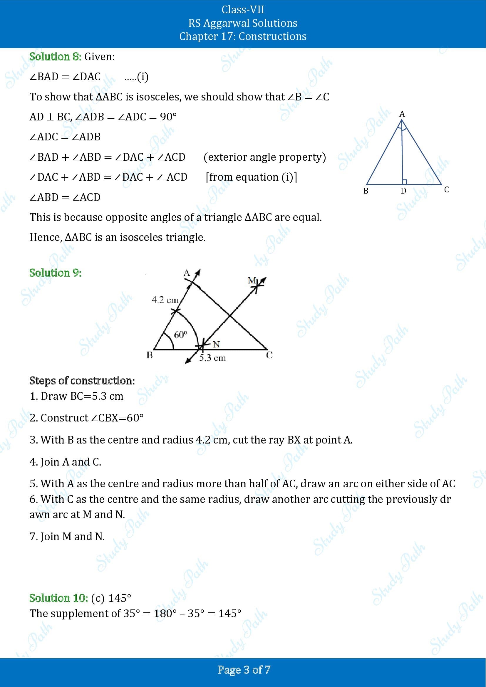 RS Aggarwal Solutions Class 7 Chapter 17 Constructions Test Paper 00003
