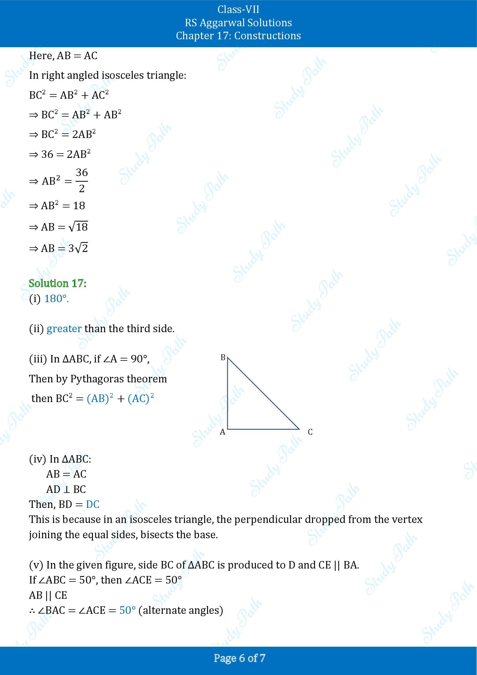 RS Aggarwal Solutions Class 7 Chapter 17 Constructions Test Paper 00006