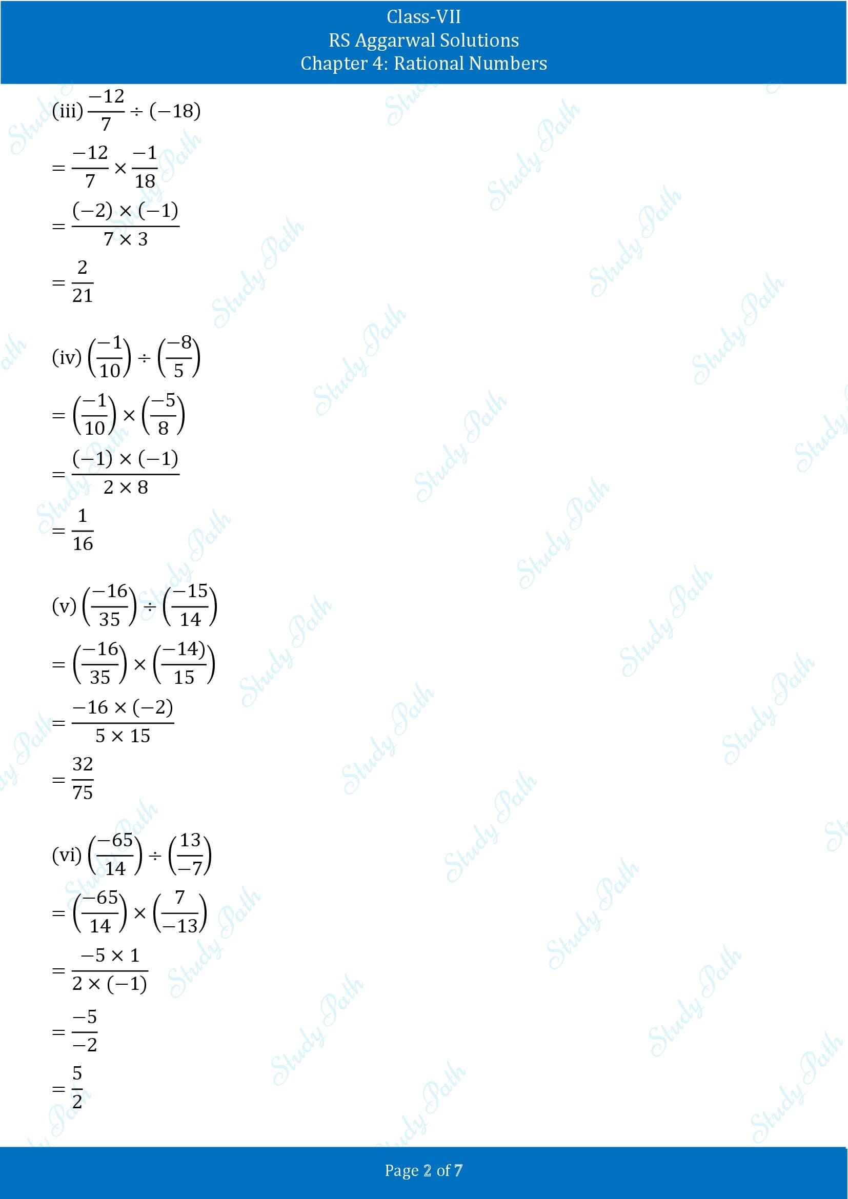 RS Aggarwal Solutions Class 7 Chapter 4 Rational Numbers Exercise 4F 00002