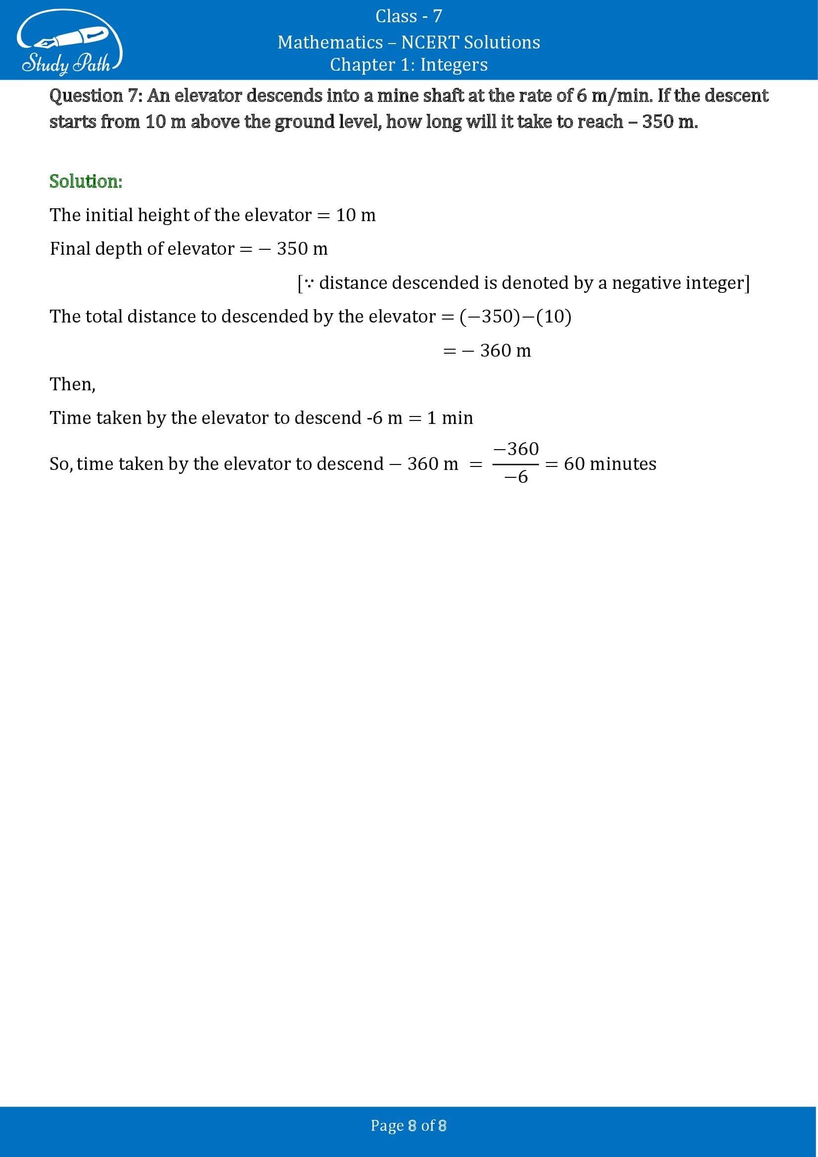 NCERT Solutions for Class 7 Maths Chapter 1 Integers Exercise 1.3 00008