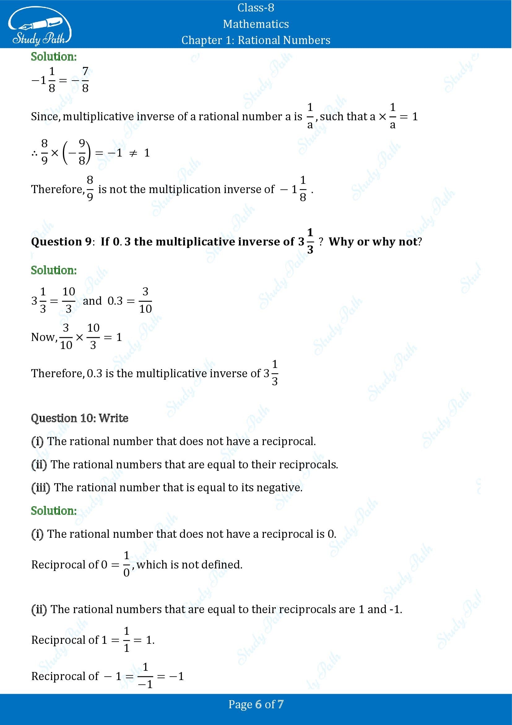 NCERT Solutions for Class 8 Maths Chapter 1 Rational Numbers Exercise 1.1 0006