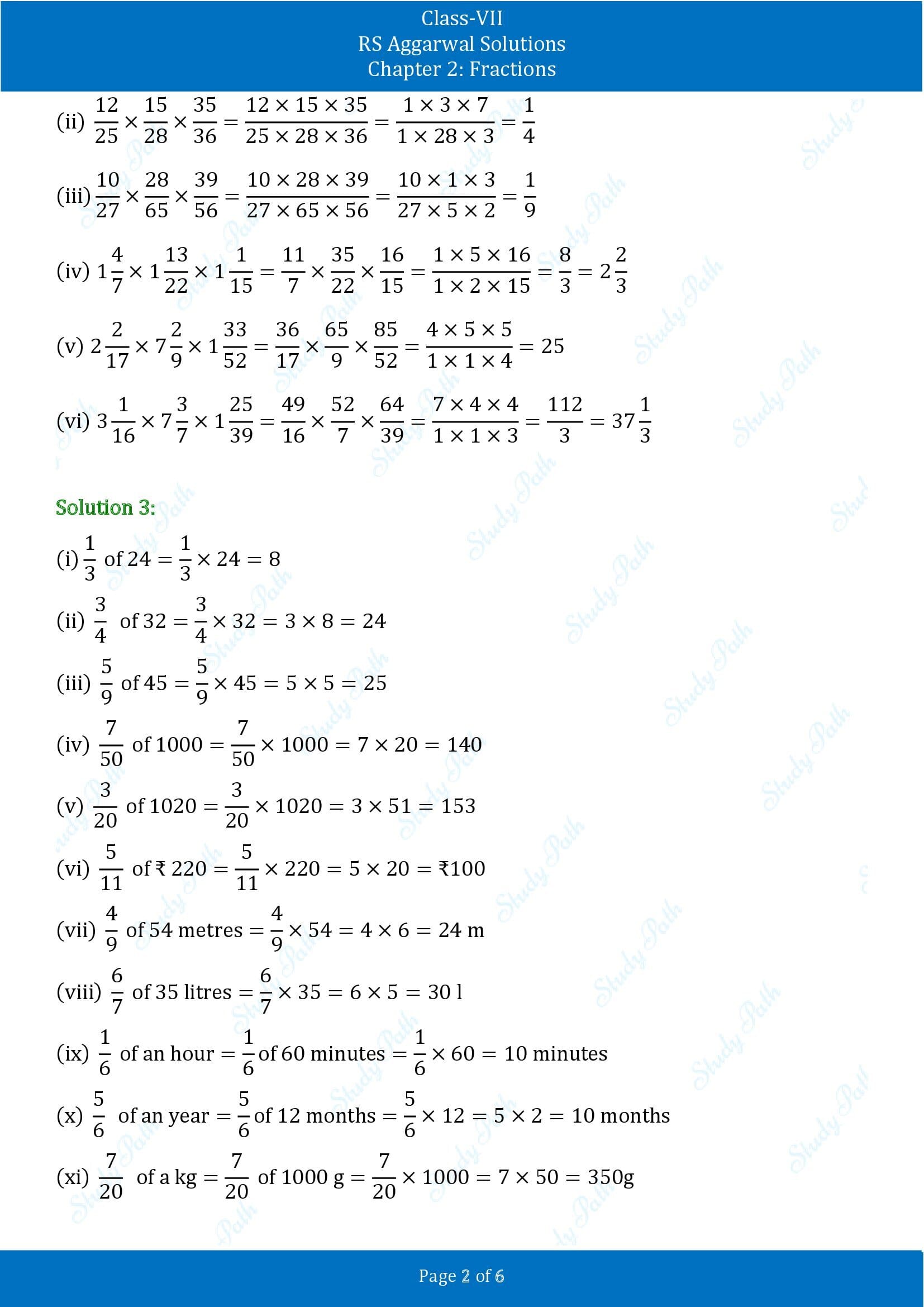 RS Aggarwal Solutions Class 7 Chapter 2 Fractions Exercise 2B 00002