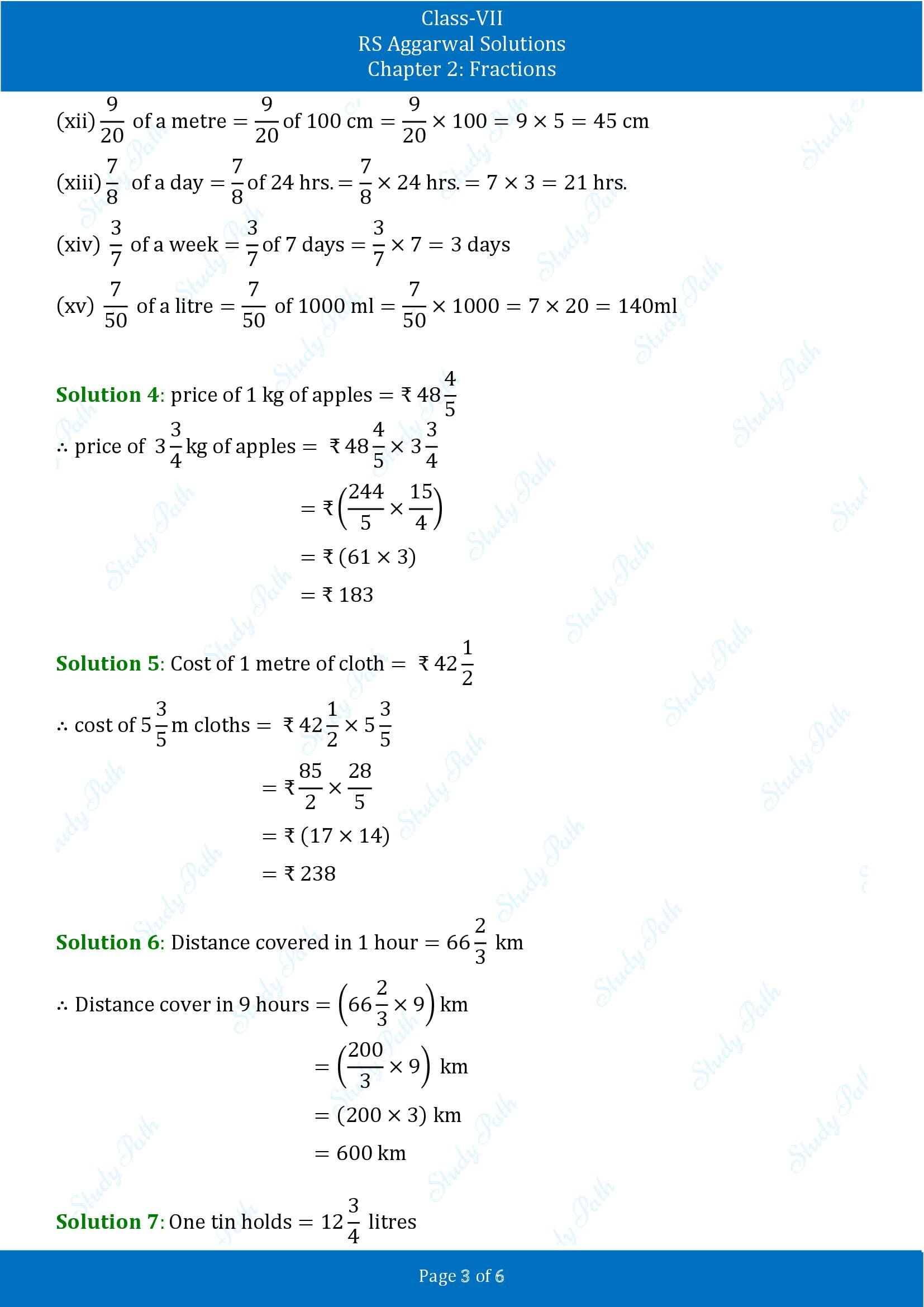 RS Aggarwal Solutions Class 7 Chapter 2 Fractions Exercise 2B 00003