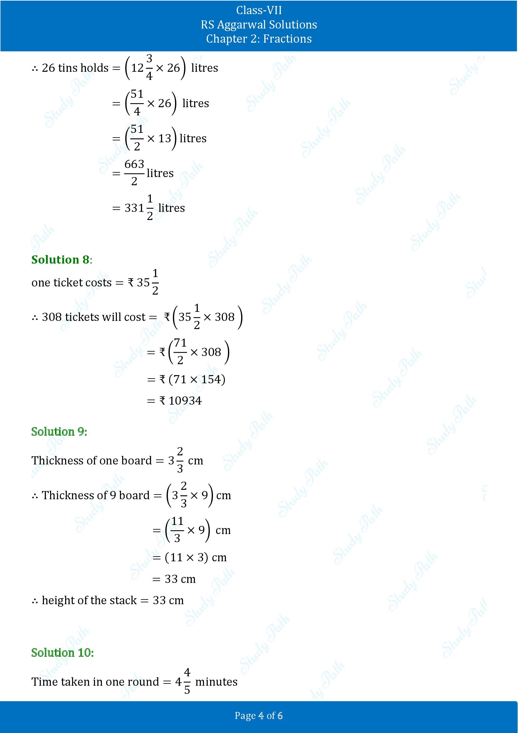 RS Aggarwal Solutions Class 7 Chapter 2 Fractions Exercise 2B 00004