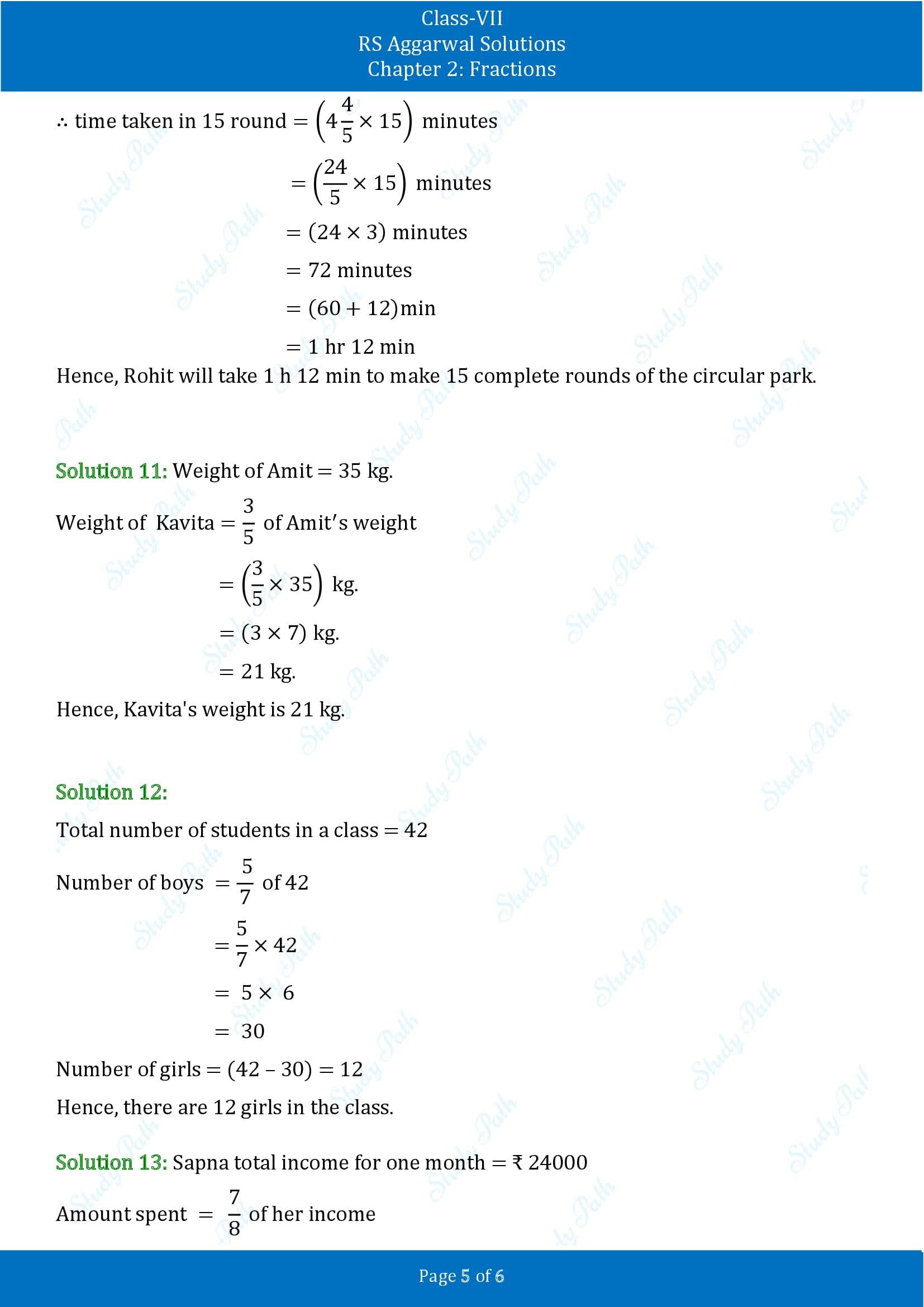 RS Aggarwal Solutions Class 7 Chapter 2 Fractions Exercise 2B 00005