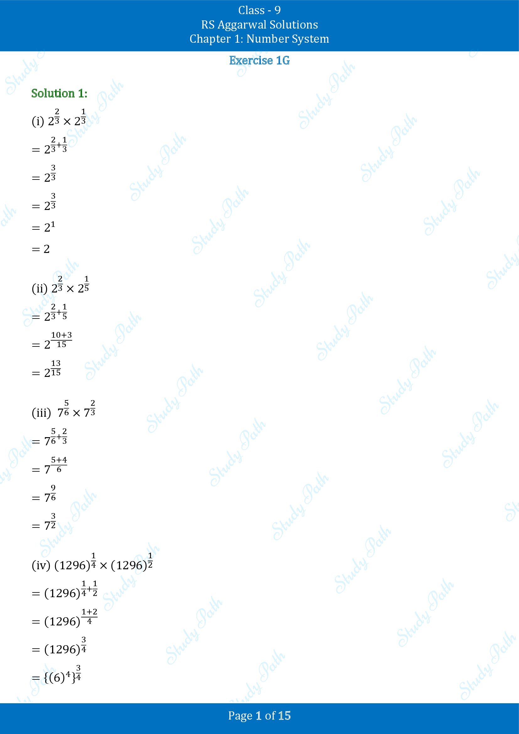 RS Aggarwal Solutions Class 9 Chapter 1 Number System Exercise 1G 00001