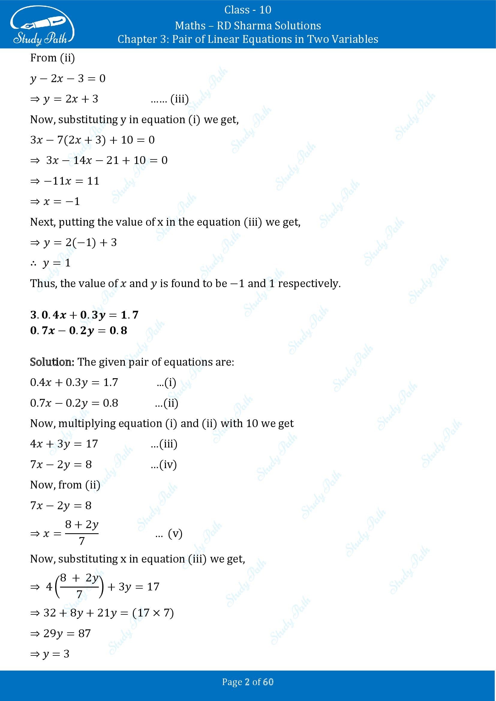 RD Sharma Solutions Class 10 Chapter 3 Pair of Linear Equations in Two Variables Exercise 3.3 00002