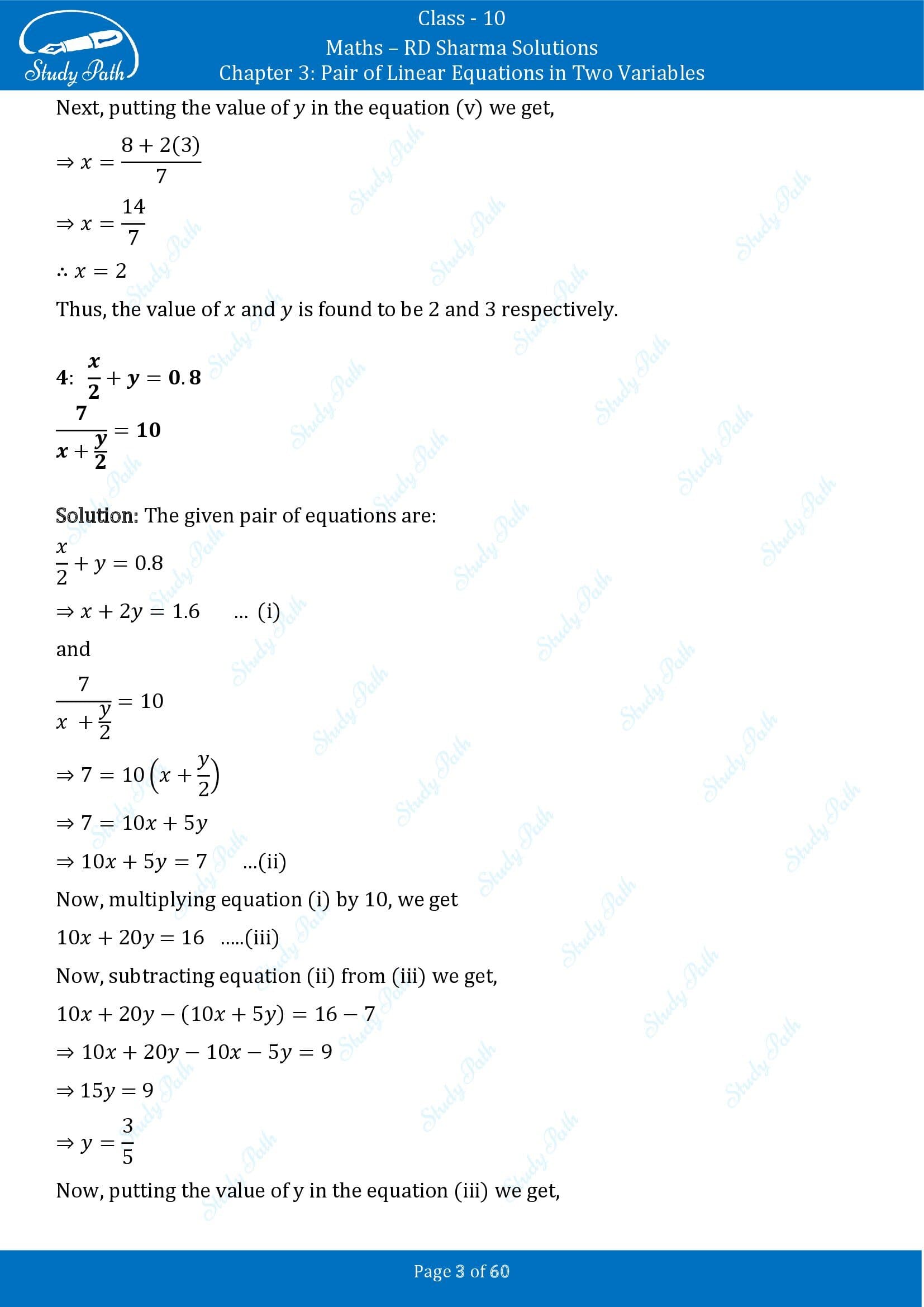 RD Sharma Solutions Class 10 Chapter 3 Pair of Linear Equations in Two Variables Exercise 3.3 00003