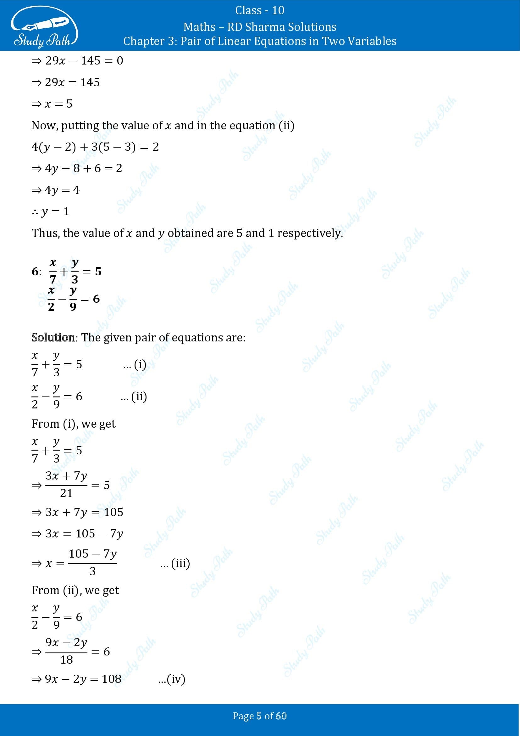 RD Sharma Solutions Class 10 Chapter 3 Pair of Linear Equations in Two Variables Exercise 3.3 00005