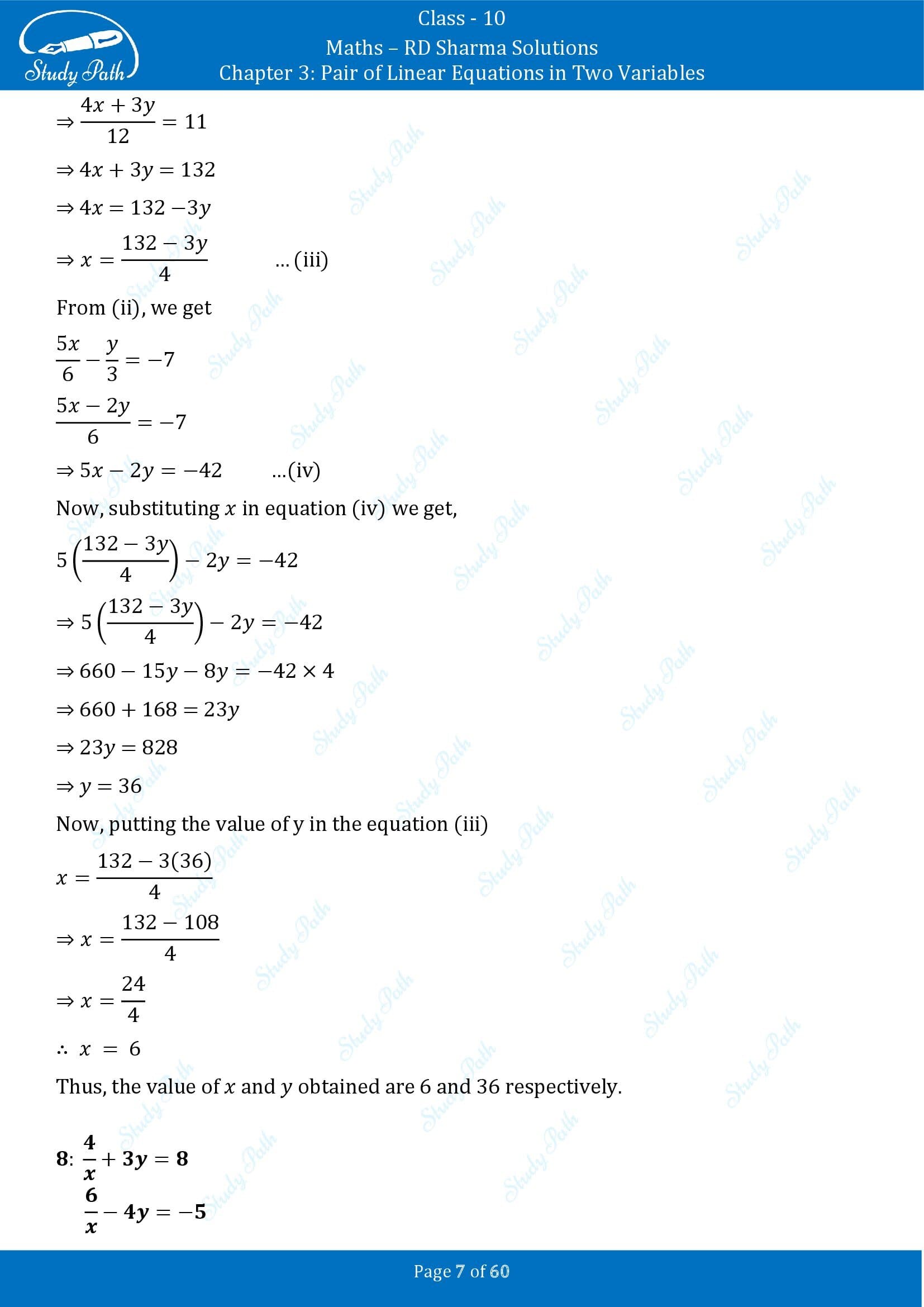 RD Sharma Solutions Class 10 Chapter 3 Pair of Linear Equations in Two Variables Exercise 3.3 00007