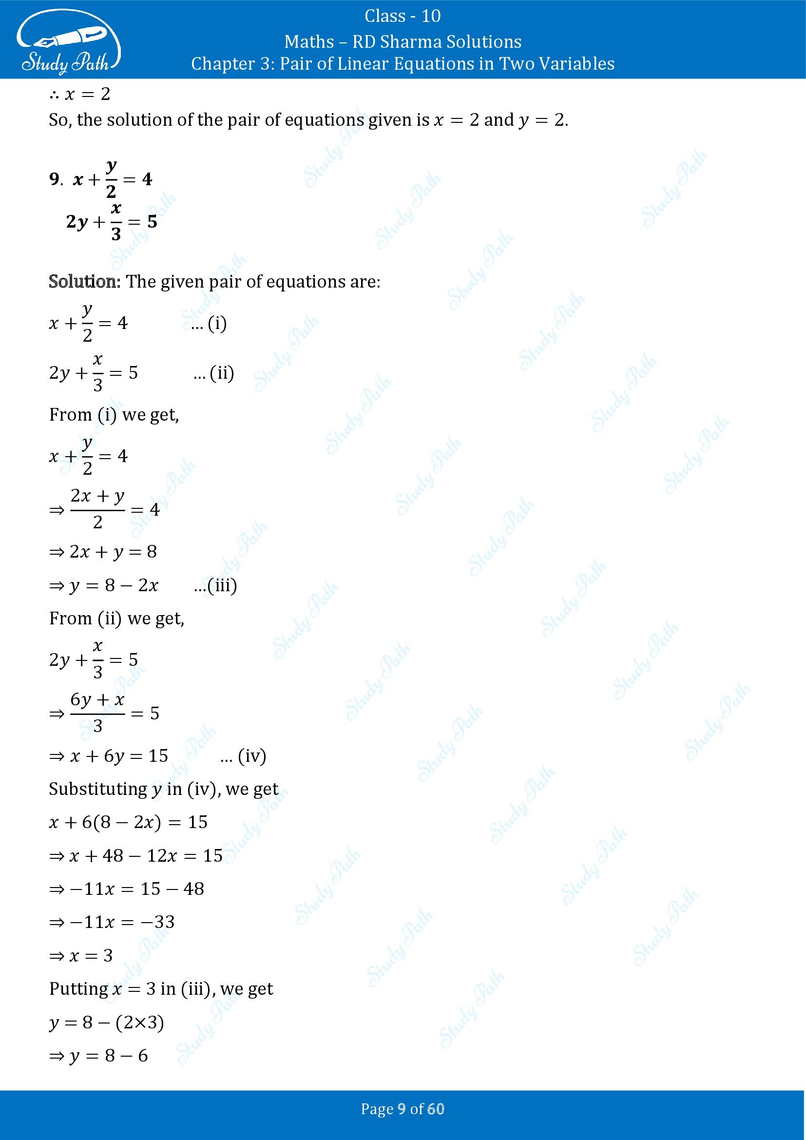 RD Sharma Solutions Class 10 Chapter 3 Pair of Linear Equations in Two Variables Exercise 3.3 00009