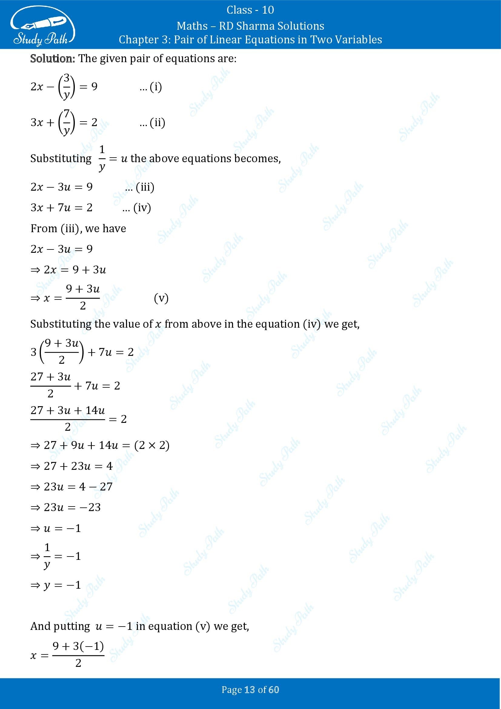 RD Sharma Solutions Class 10 Chapter 3 Pair of Linear Equations in Two Variables Exercise 3.3 00013