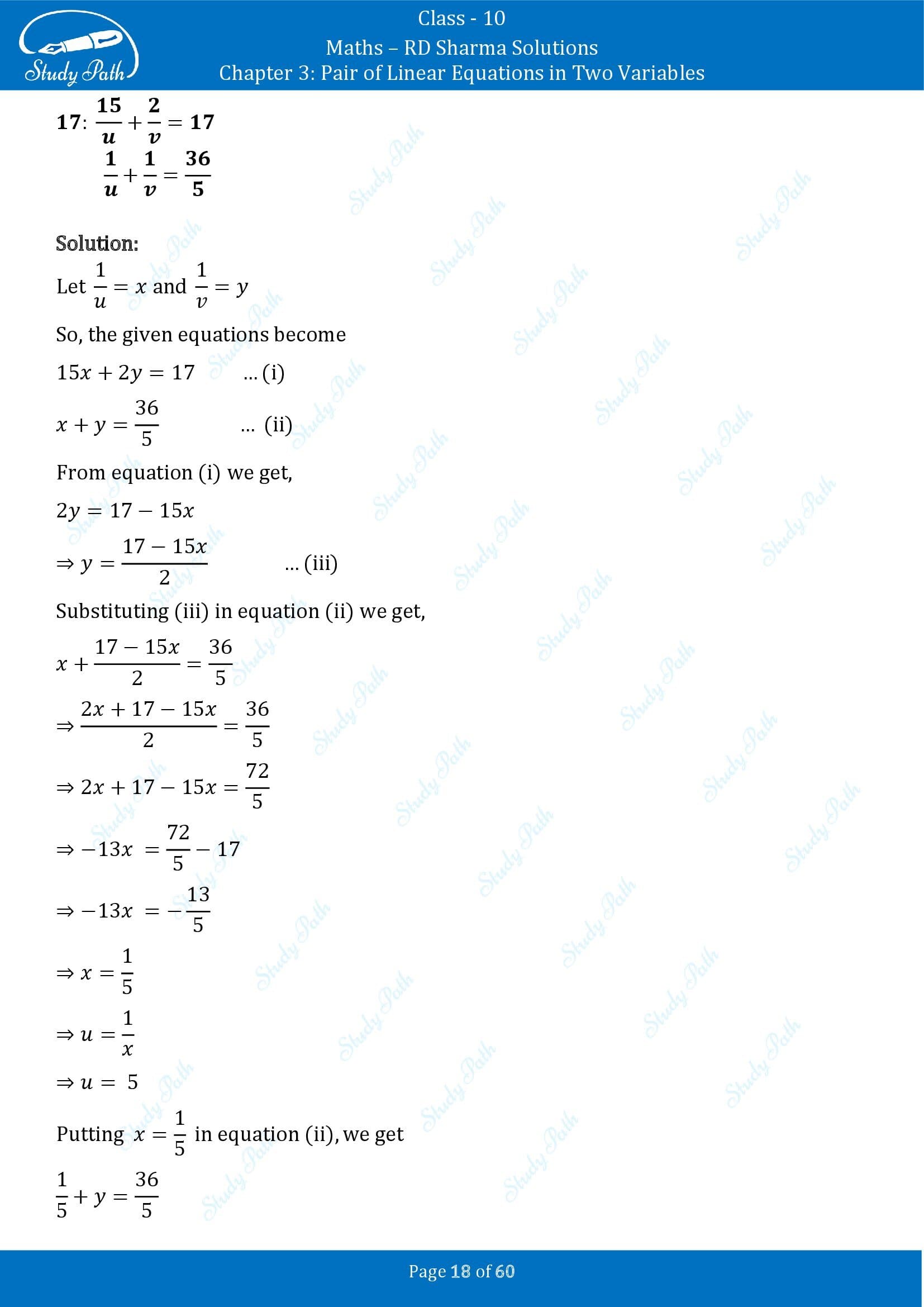 RD Sharma Solutions Class 10 Chapter 3 Pair of Linear Equations in Two Variables Exercise 3.3 00018