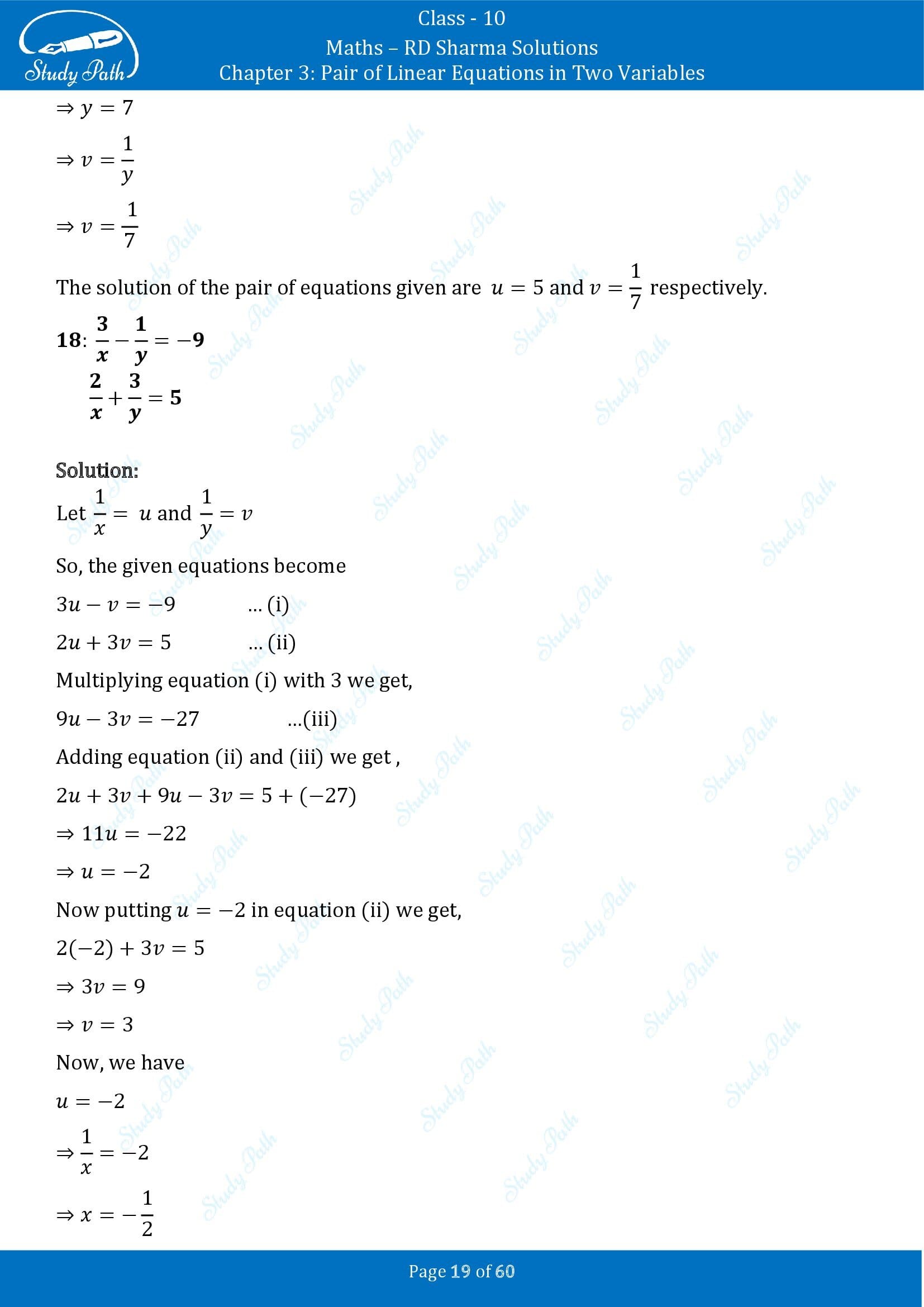 RD Sharma Solutions Class 10 Chapter 3 Pair of Linear Equations in Two Variables Exercise 3.3 00019
