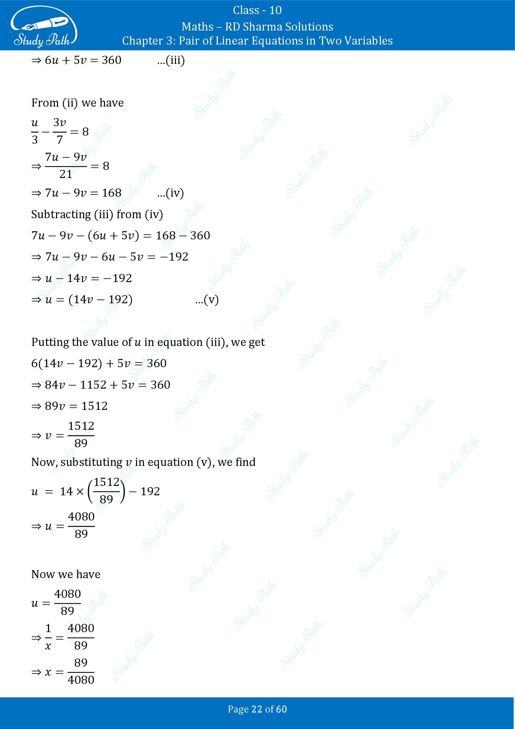 RD Sharma Solutions Class 10 Chapter 3 Pair of Linear Equations in Two Variables Exercise 3.3 00022