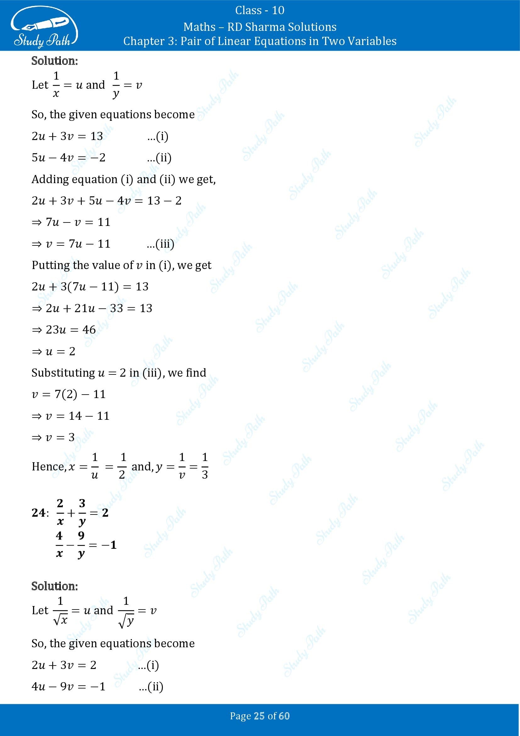 RD Sharma Solutions Class 10 Chapter 3 Pair of Linear Equations in Two Variables Exercise 3.3 00025