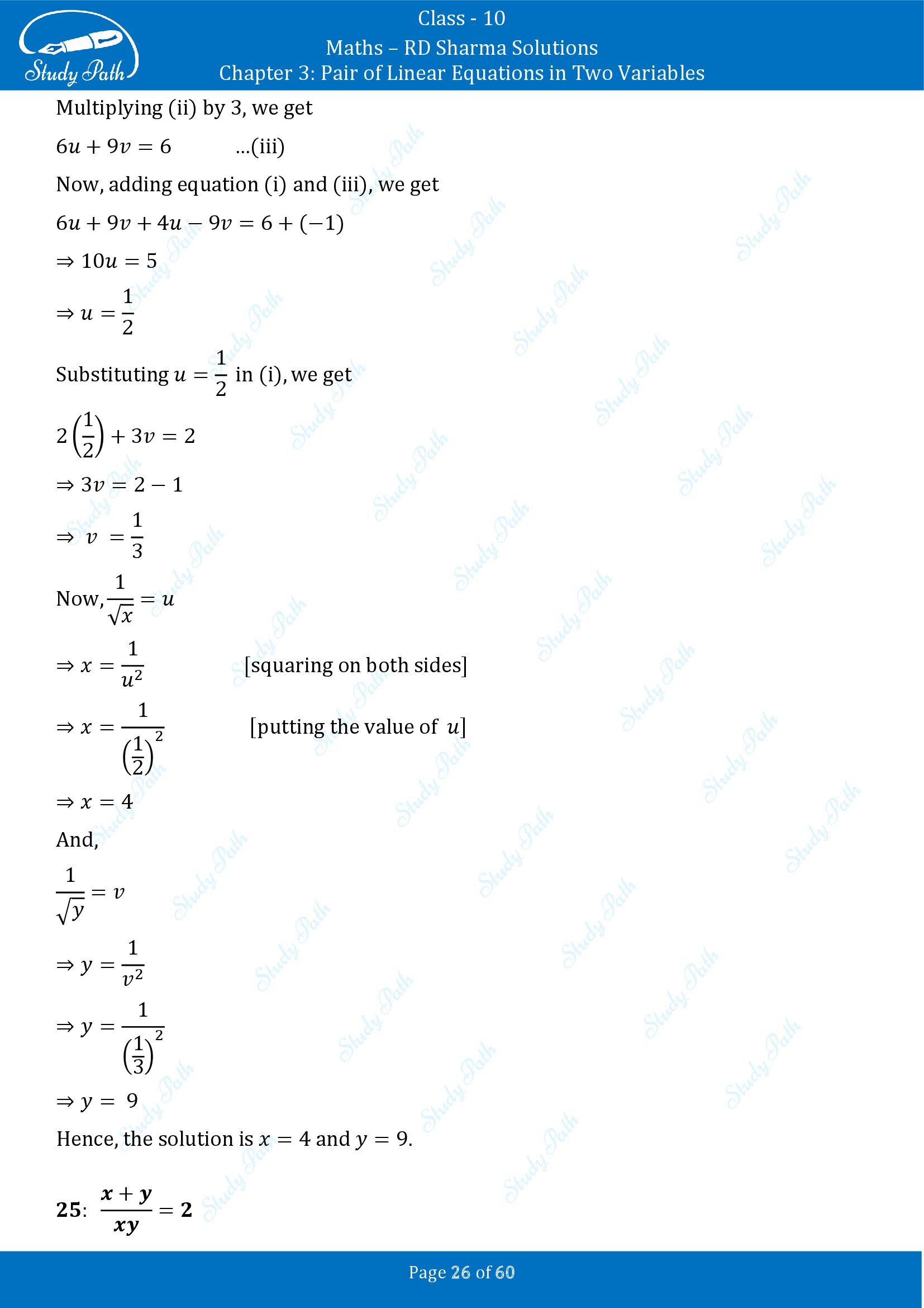RD Sharma Solutions Class 10 Chapter 3 Pair of Linear Equations in Two Variables Exercise 3.3 00026
