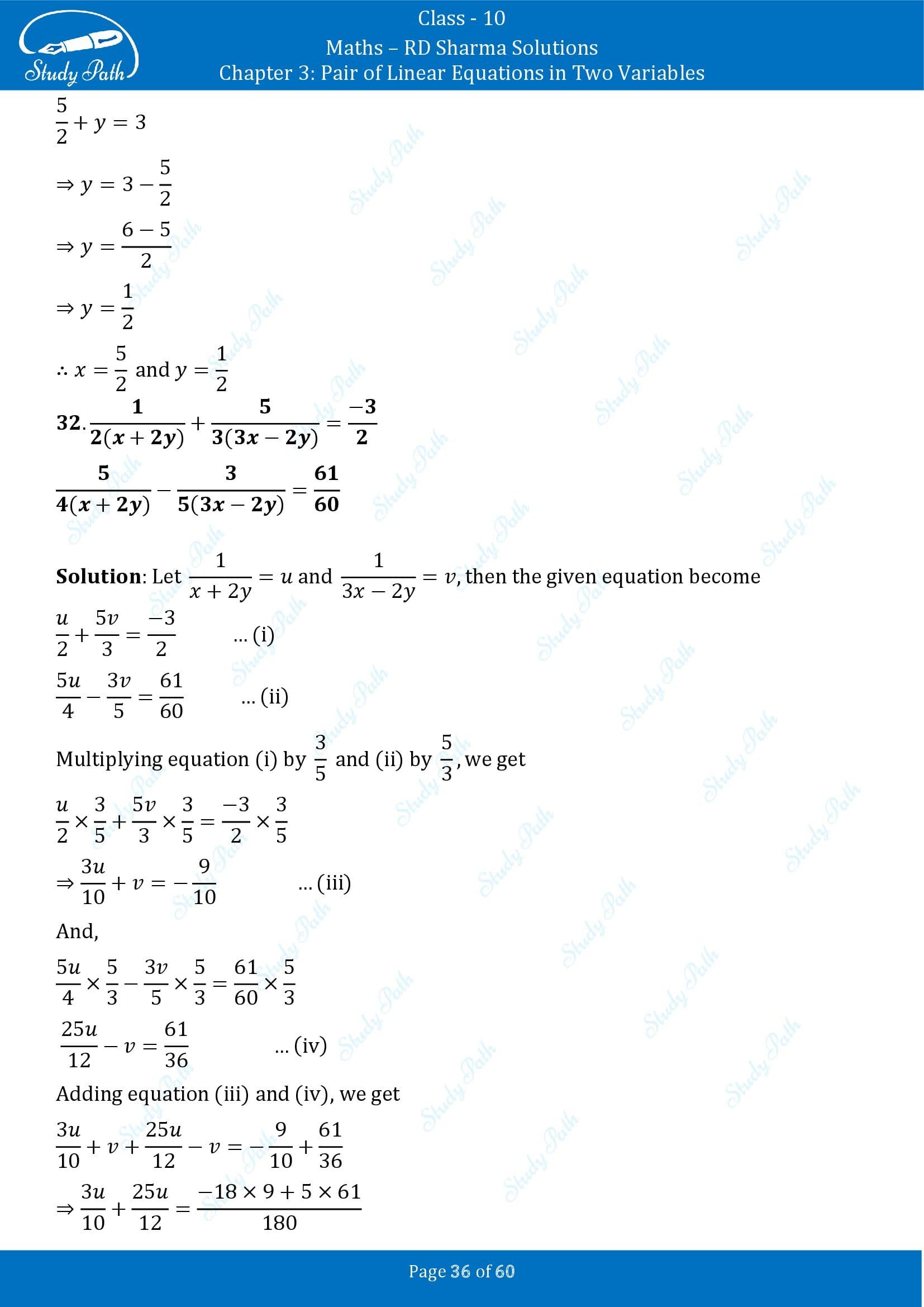 RD Sharma Solutions Class 10 Chapter 3 Pair of Linear Equations in Two Variables Exercise 3.3 00036
