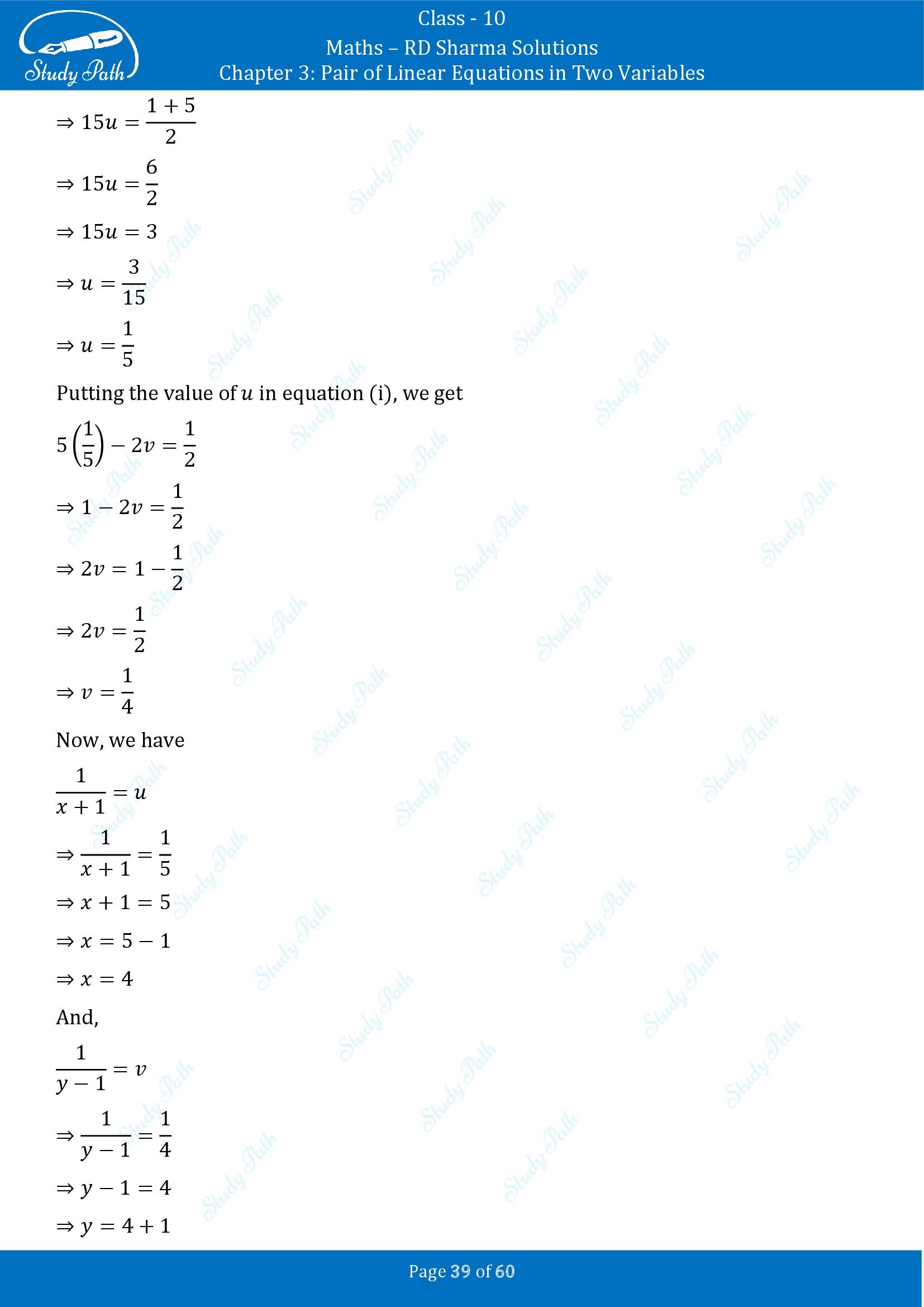 RD Sharma Solutions Class 10 Chapter 3 Pair of Linear Equations in Two Variables Exercise 3.3 00039