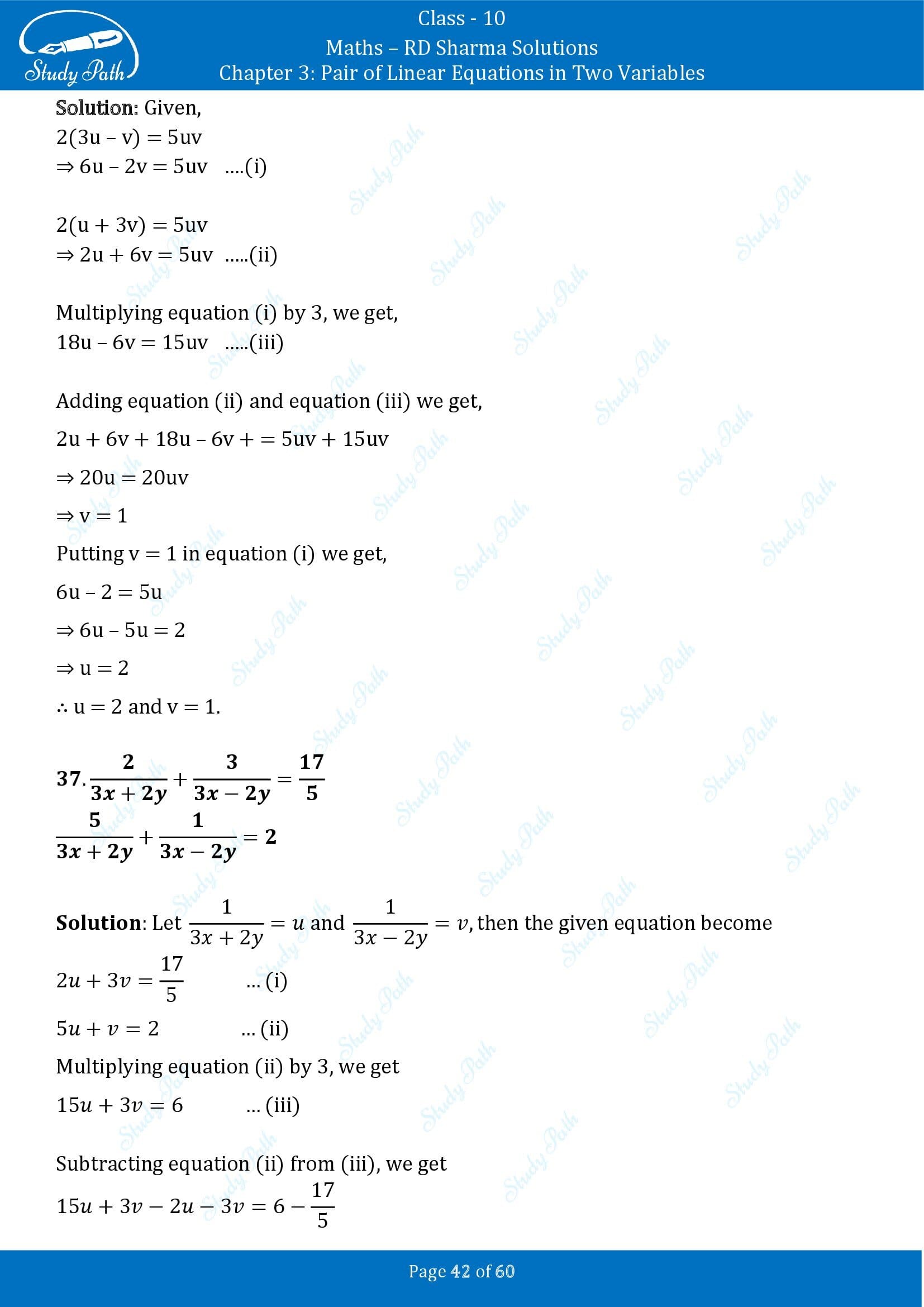 RD Sharma Solutions Class 10 Chapter 3 Pair of Linear Equations in Two Variables Exercise 3.3 00042