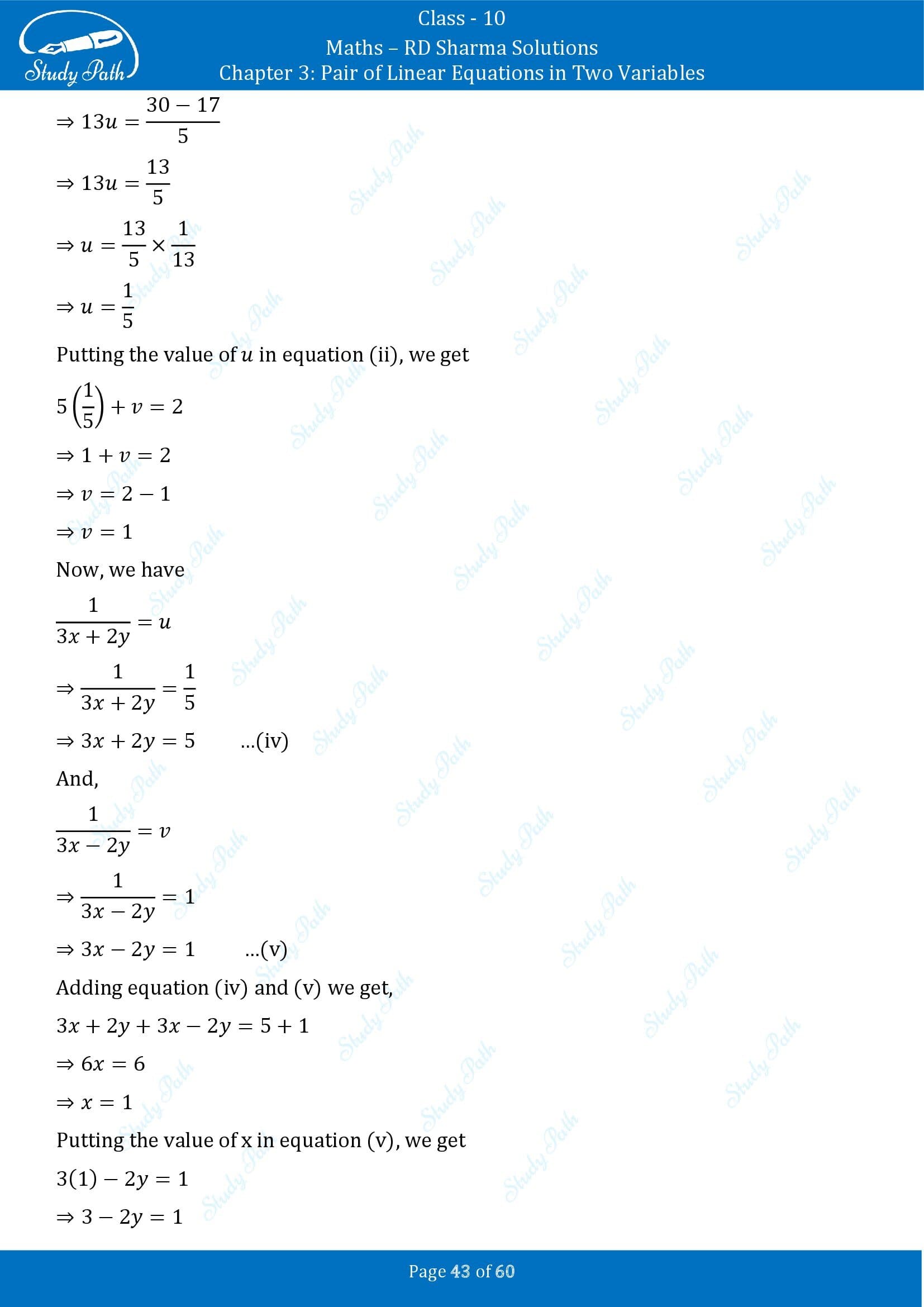 RD Sharma Solutions Class 10 Chapter 3 Pair of Linear Equations in Two Variables Exercise 3.3 00043