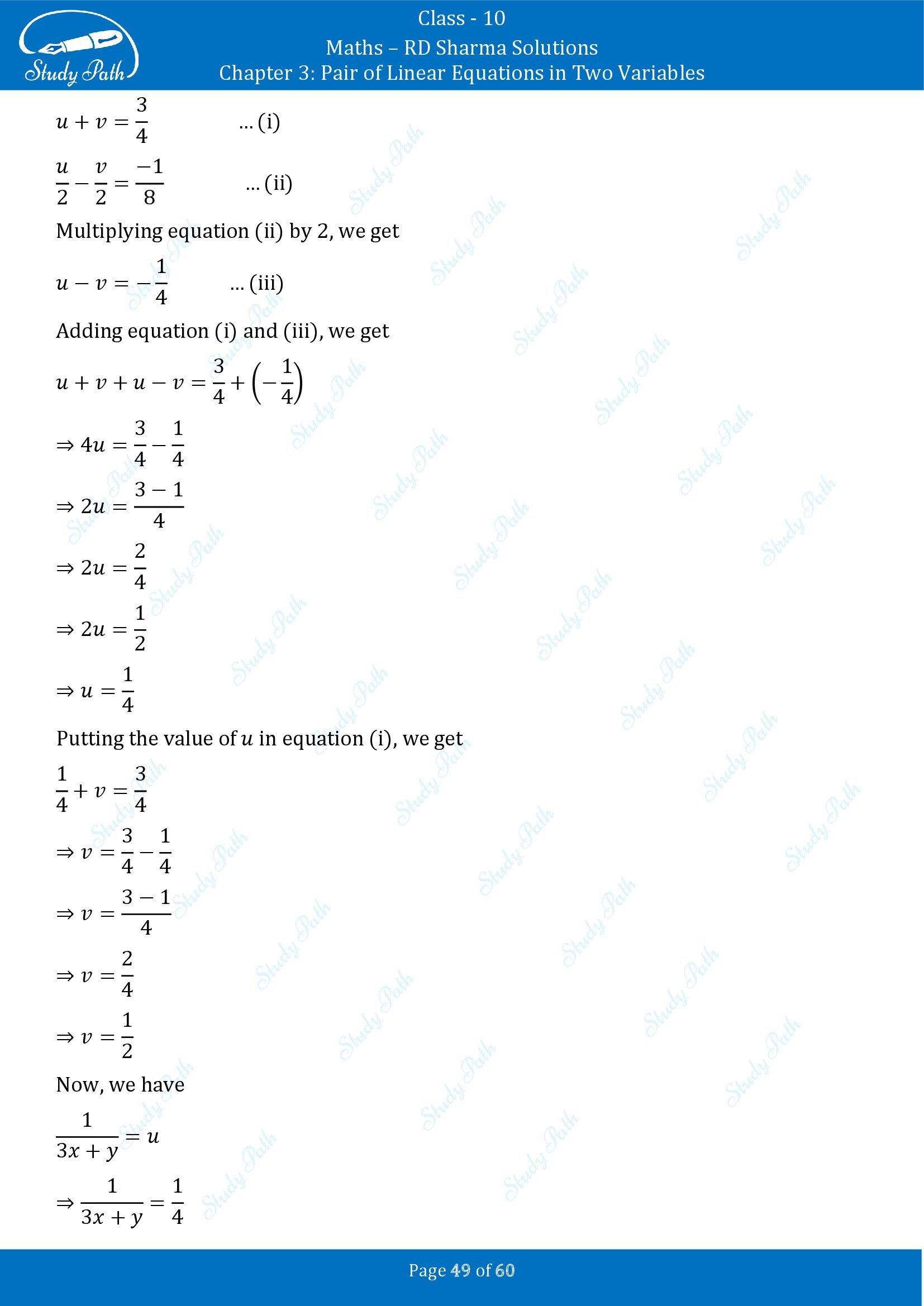 RD Sharma Solutions Class 10 Chapter 3 Pair of Linear Equations in Two Variables Exercise 3.3 00049