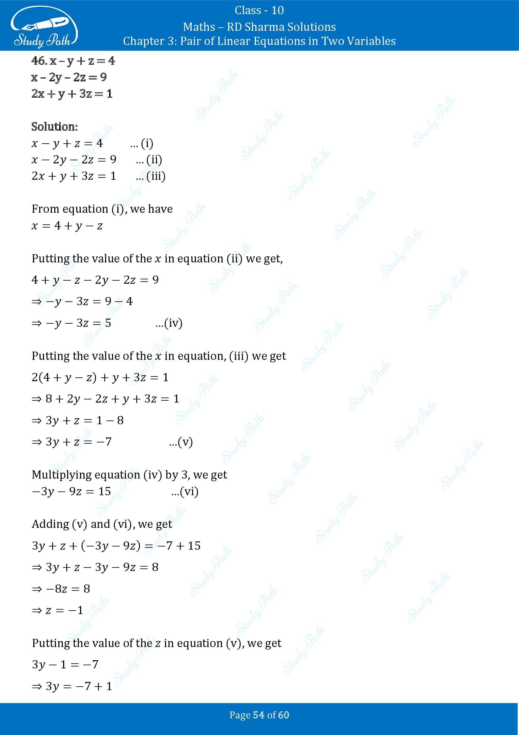 RD Sharma Solutions Class 10 Chapter 3 Pair of Linear Equations in Two Variables Exercise 3.3 00054
