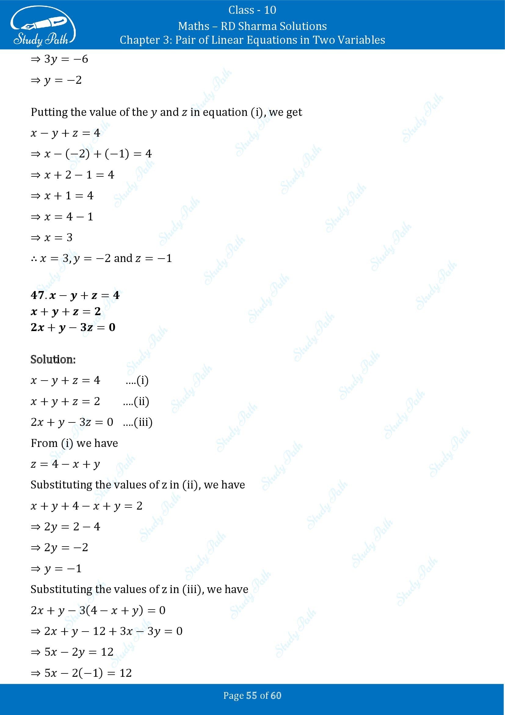 RD Sharma Solutions Class 10 Chapter 3 Pair of Linear Equations in Two Variables Exercise 3.3 00055