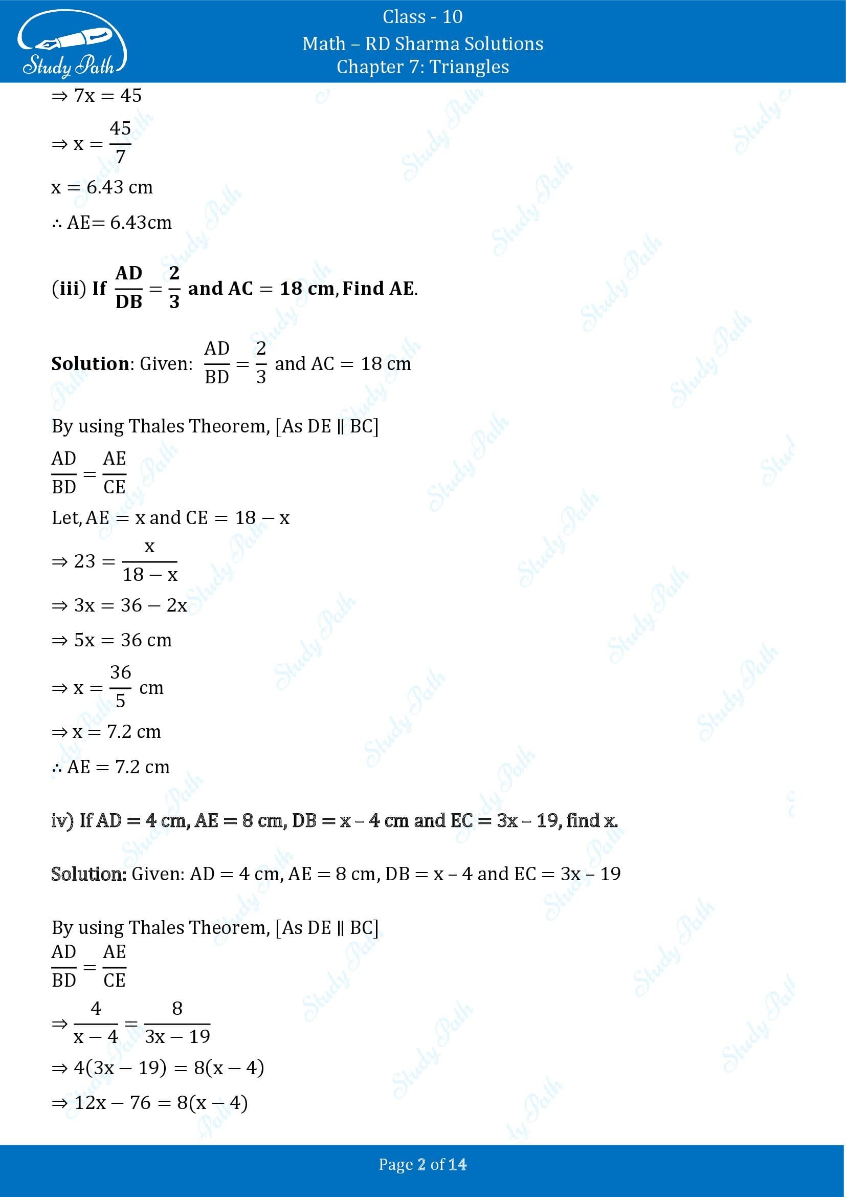 RD Sharma Solutions Class 10 Chapter 7 Triangles Exercise 7.2 00002