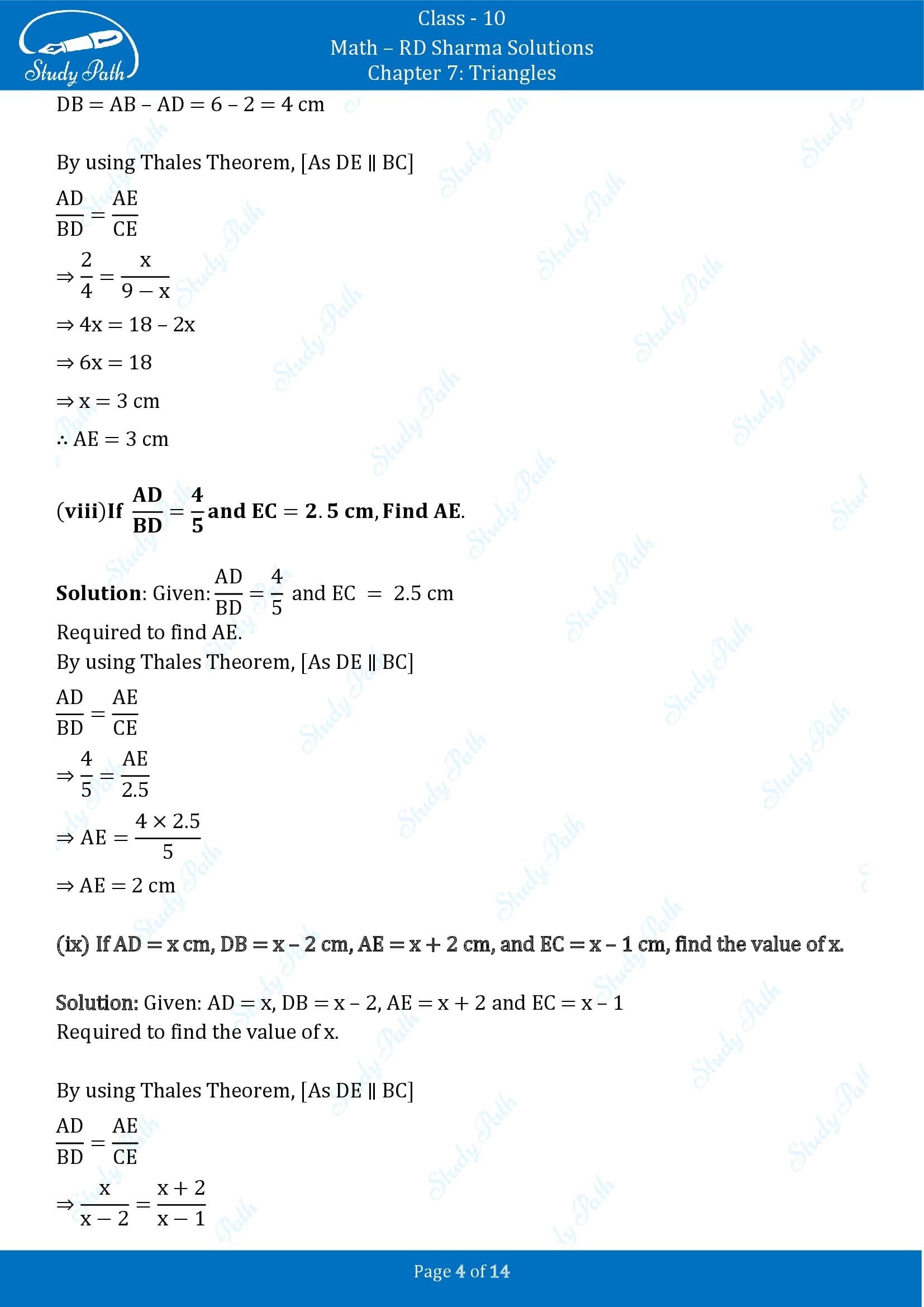RD Sharma Solutions Class 10 Chapter 7 Triangles Exercise 7.2 00004