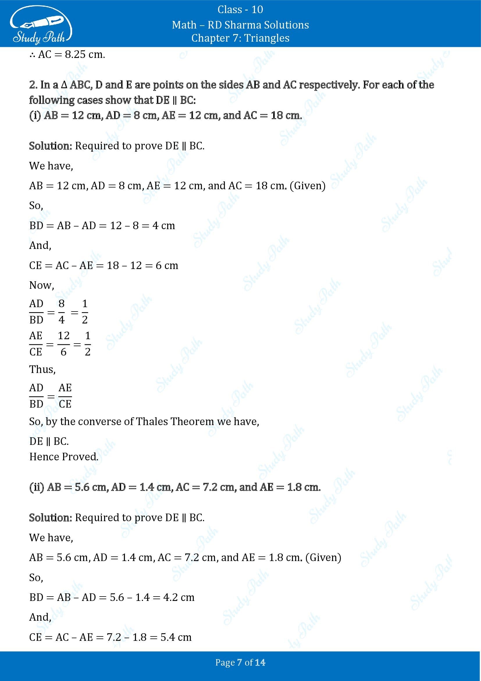 RD Sharma Solutions Class 10 Chapter 7 Triangles Exercise 7.2 00007