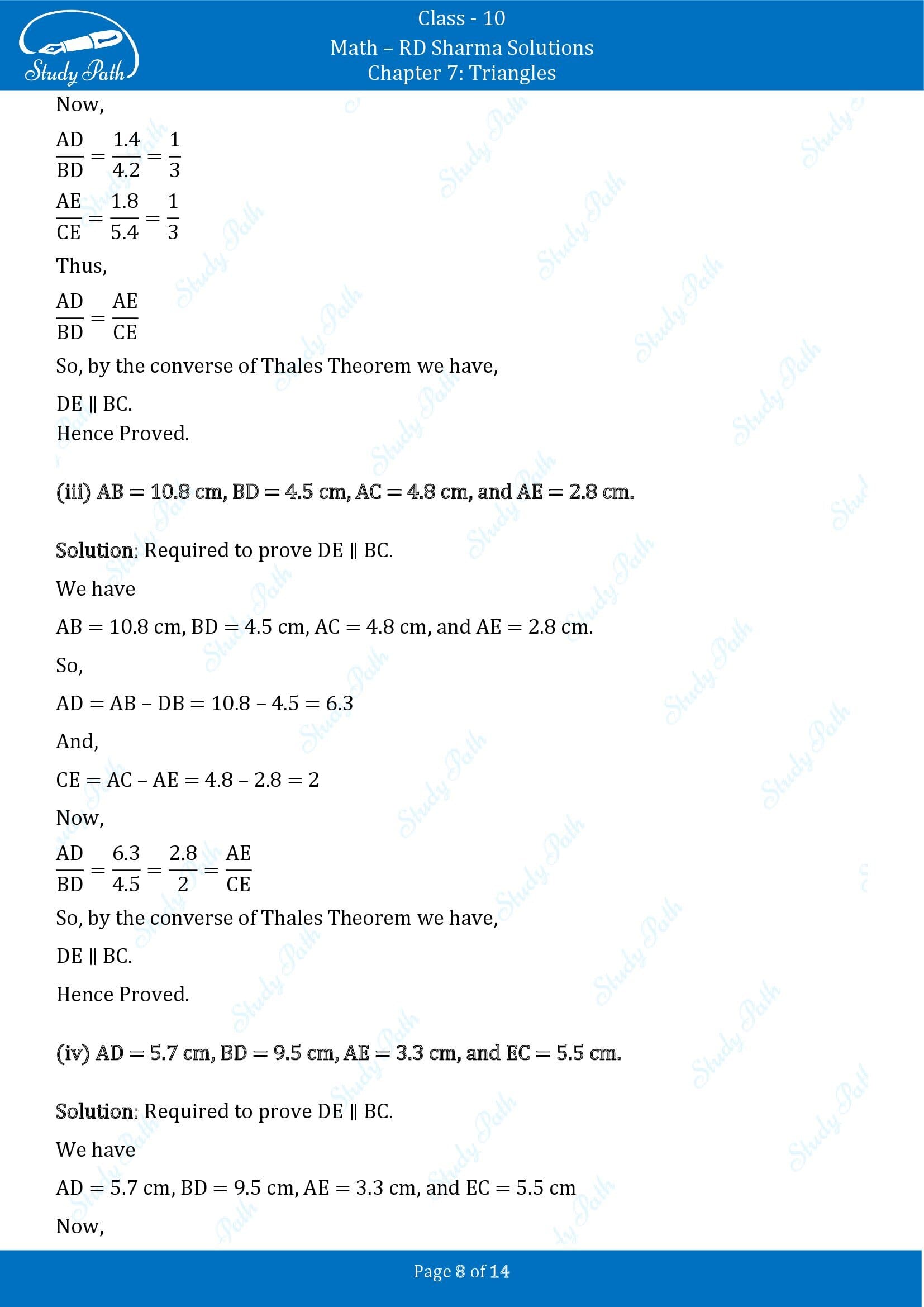 RD Sharma Solutions Class 10 Chapter 7 Triangles Exercise 7.2 00008