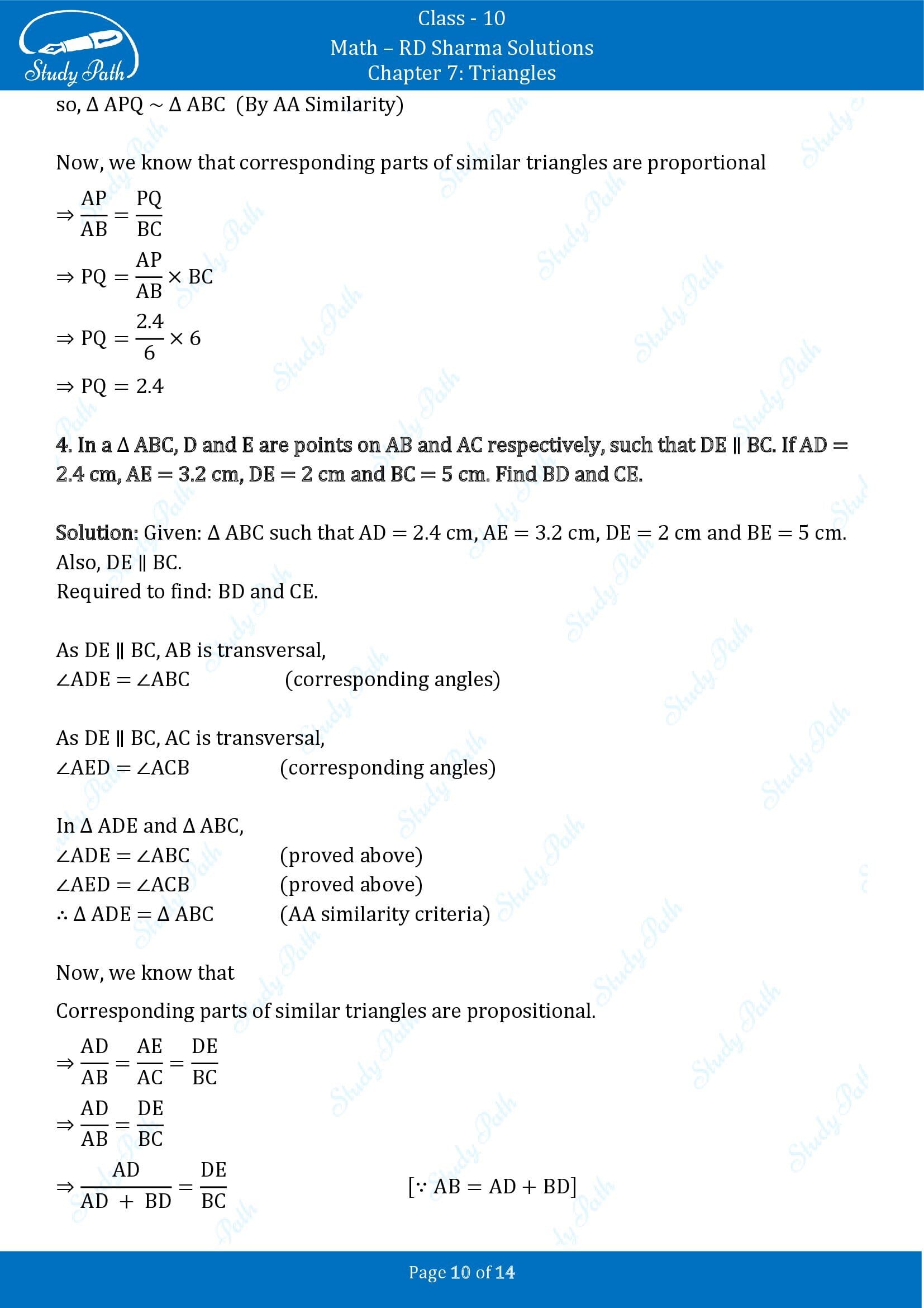 RD Sharma Solutions Class 10 Chapter 7 Triangles Exercise 7.2 00010